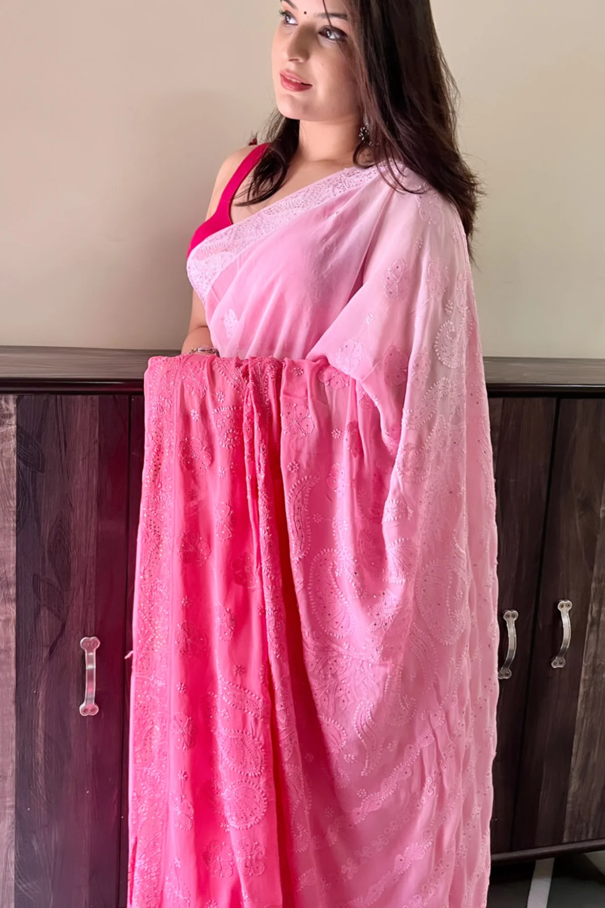 Arsh Handcrafted Viscose Georgette Ombre Dyed Saree - Image 3