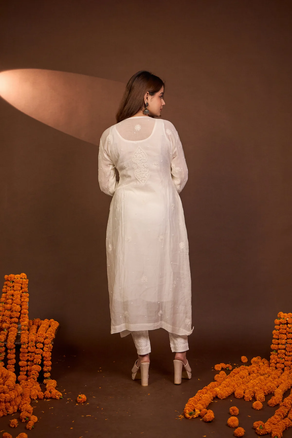 Arsh Crafted Mul Chanderi Kurti and Dupatta Semi Stitched Pakistani Set - Image 4