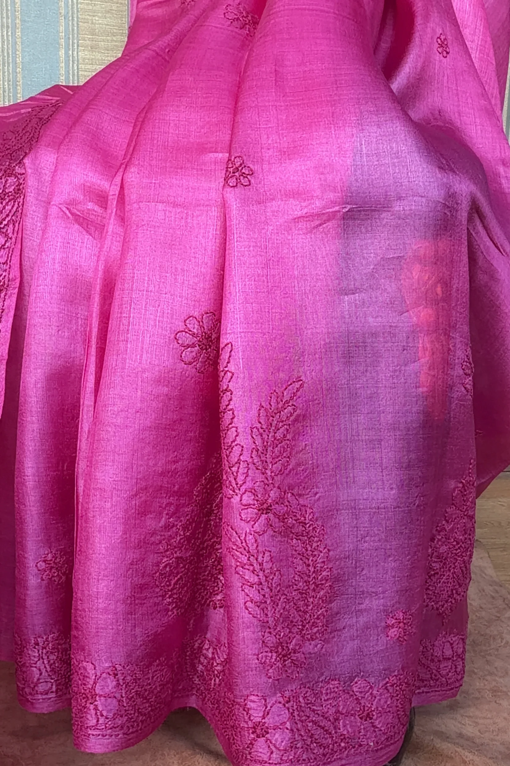 Arsh Hand Crafted Pure Silk Chikankari Saree - Image 3