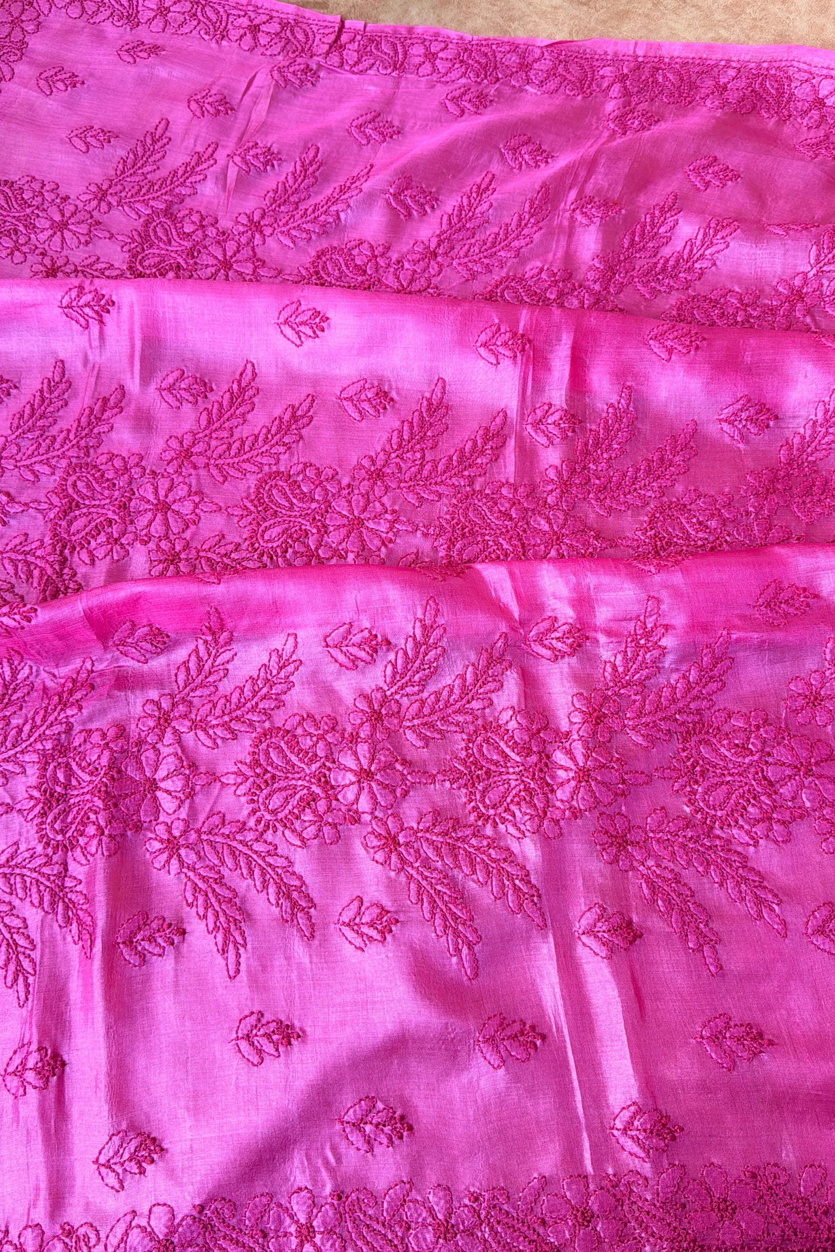 Arsh Hand Crafted Pure Silk Chikankari Saree - Image 5