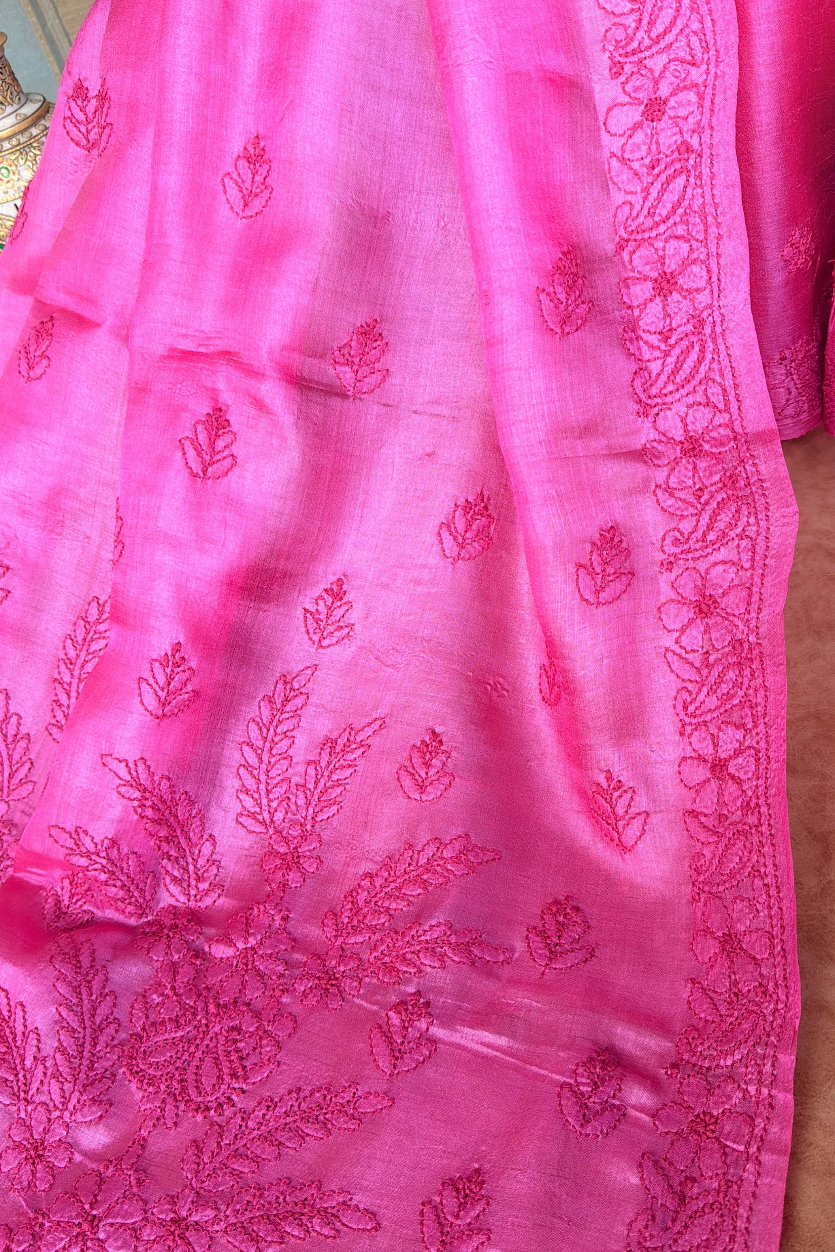 Arsh Hand Crafted Pure Silk Chikankari Saree - Image 6