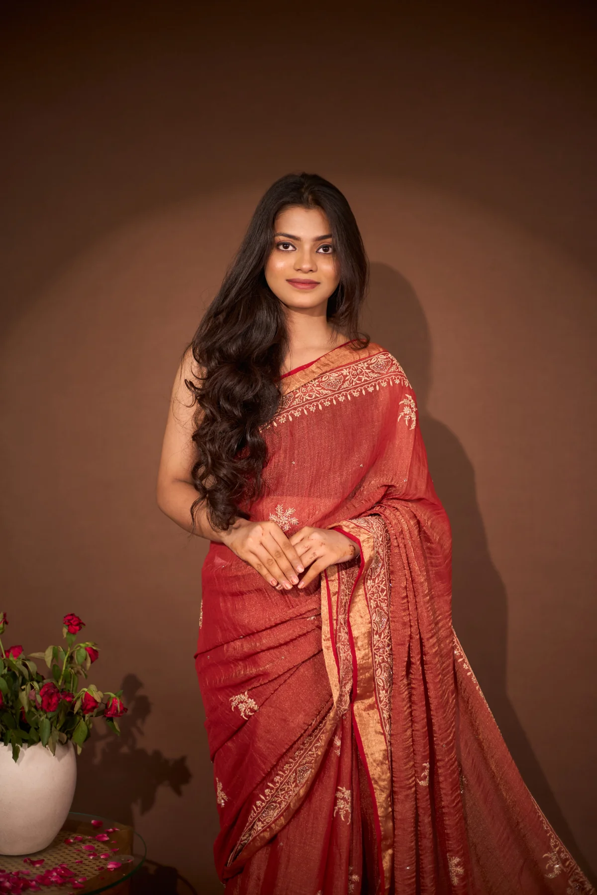 Arsh Hand Crafted Pure Tissue Banarasi Chikankari Saree - Image 2