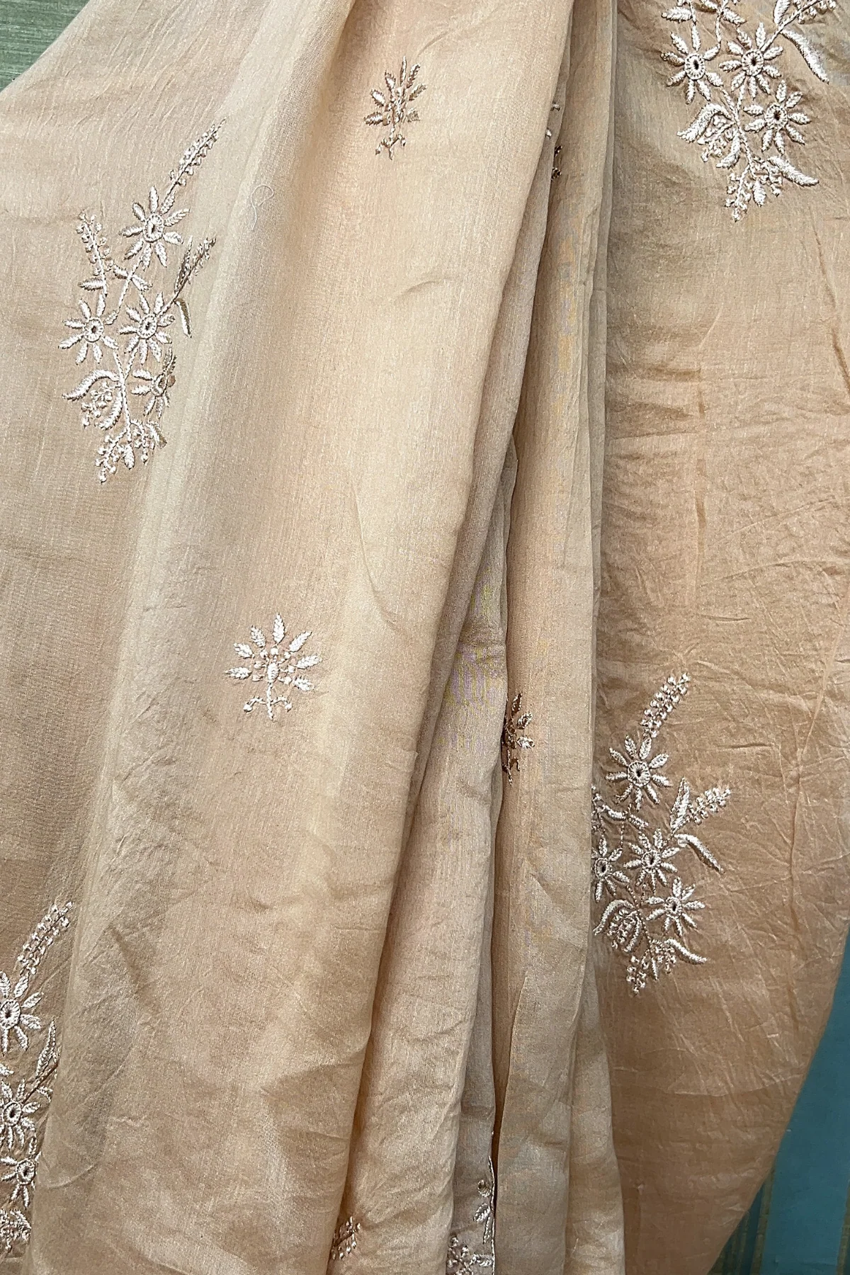 Arsh Hand Embroidered Chanderi Silk Chikan Saree - Image 5
