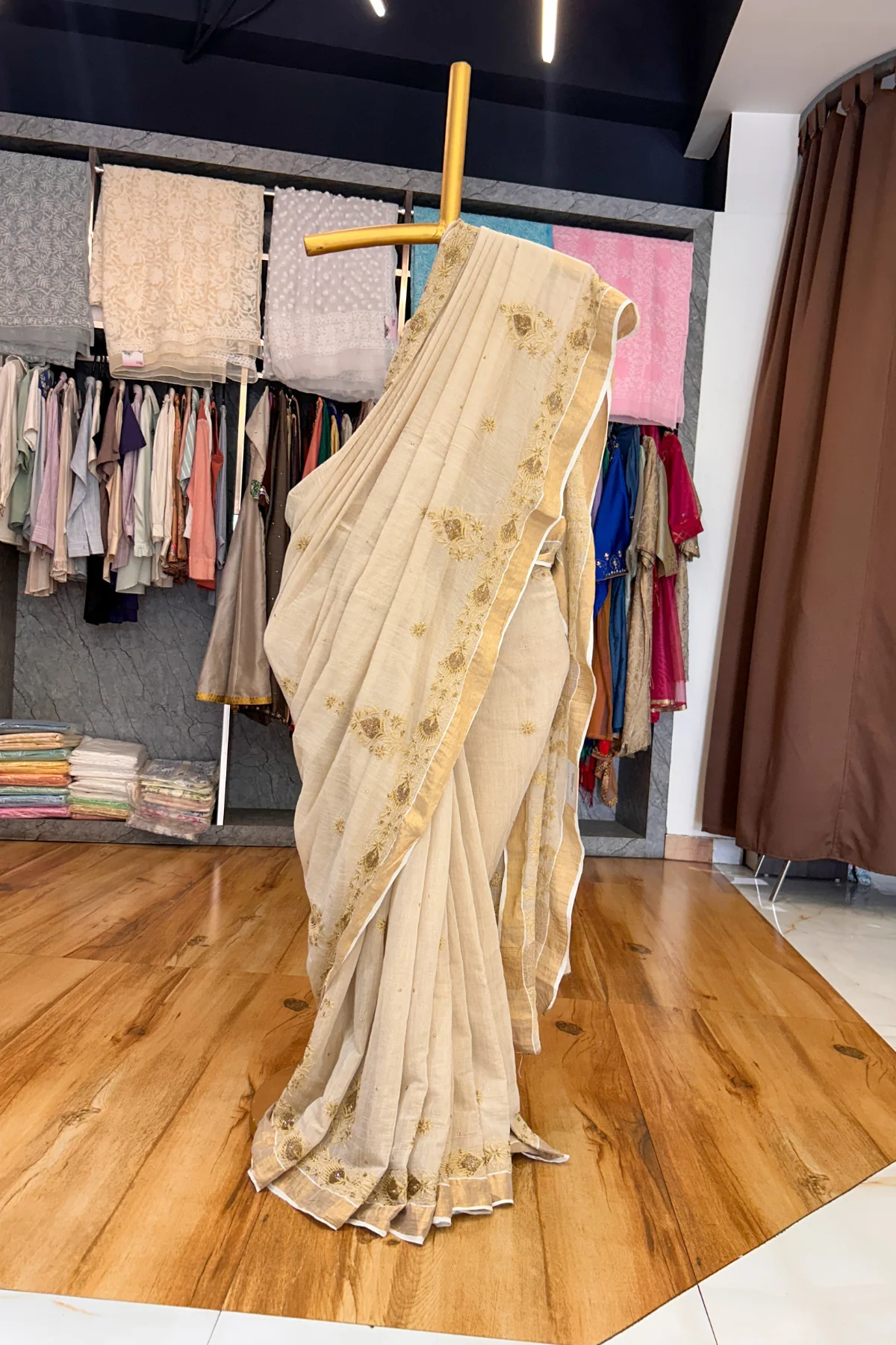Arsh Hand Embroidered PureTissue Banarasi Chikankari Saree - Image 2