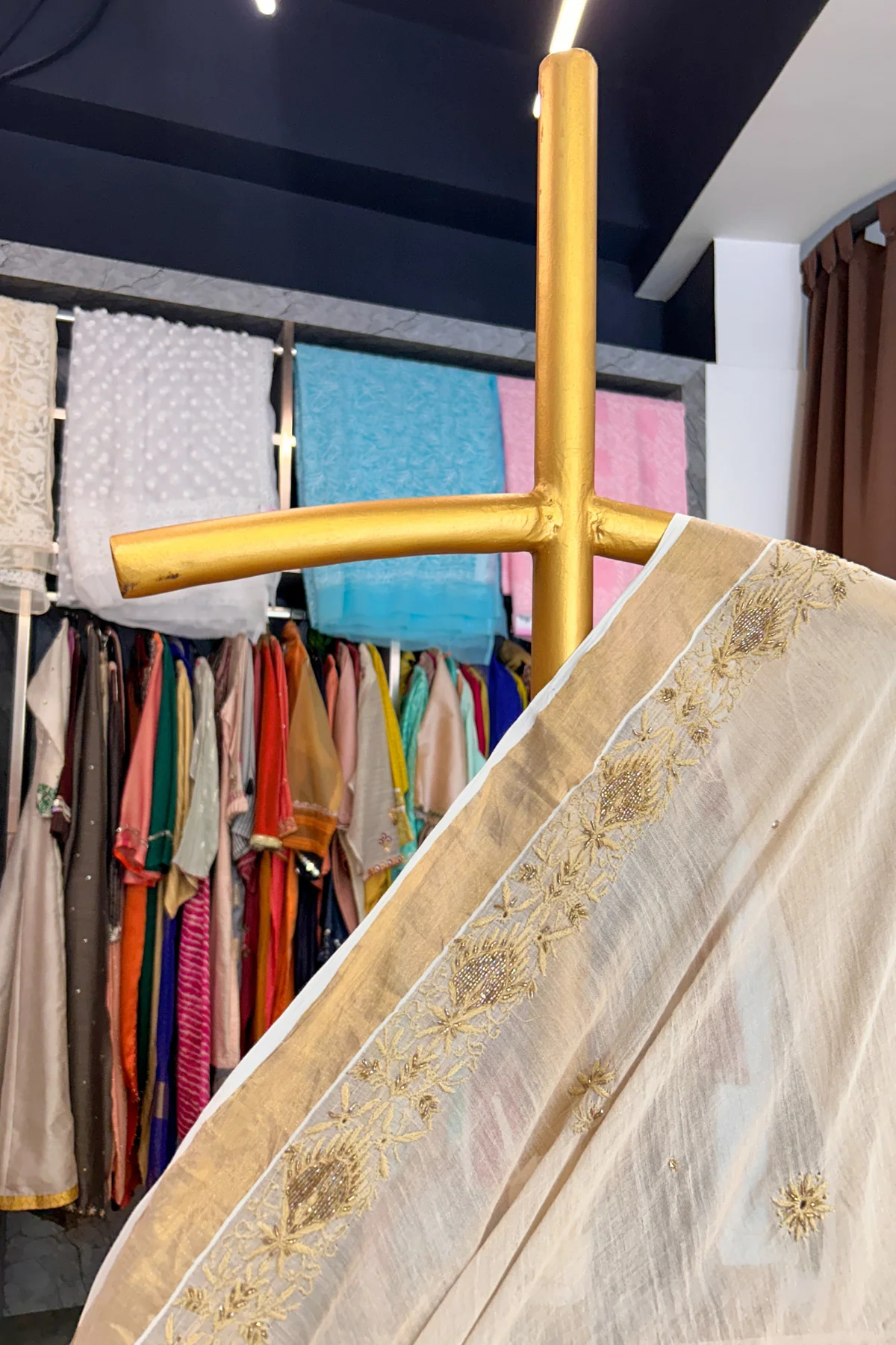 Arsh Hand Embroidered PureTissue Banarasi Chikankari Saree - Image 3