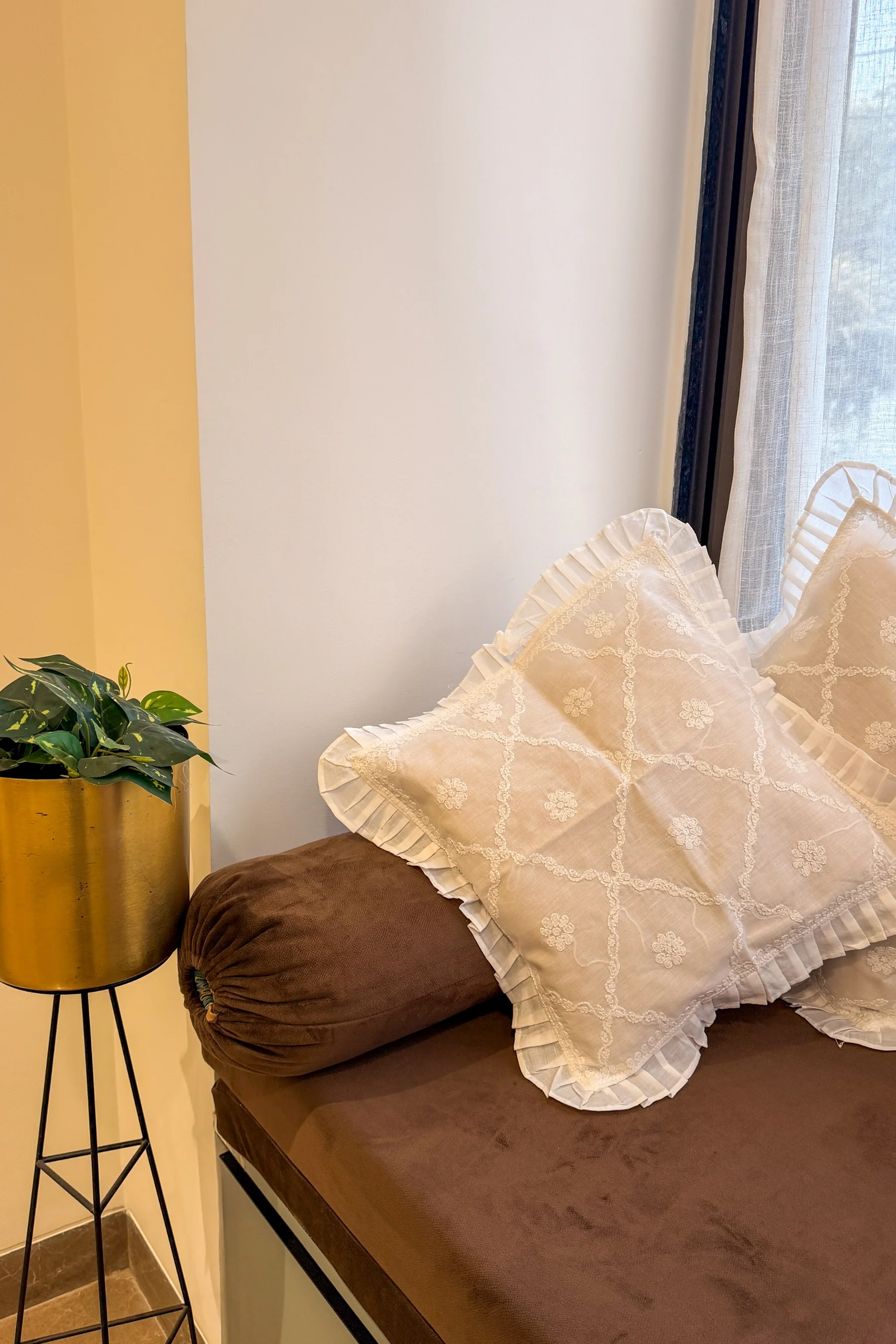 Arsh Hand Embroidered Chikankari Cushion Covers – Set of 5 - Image 3