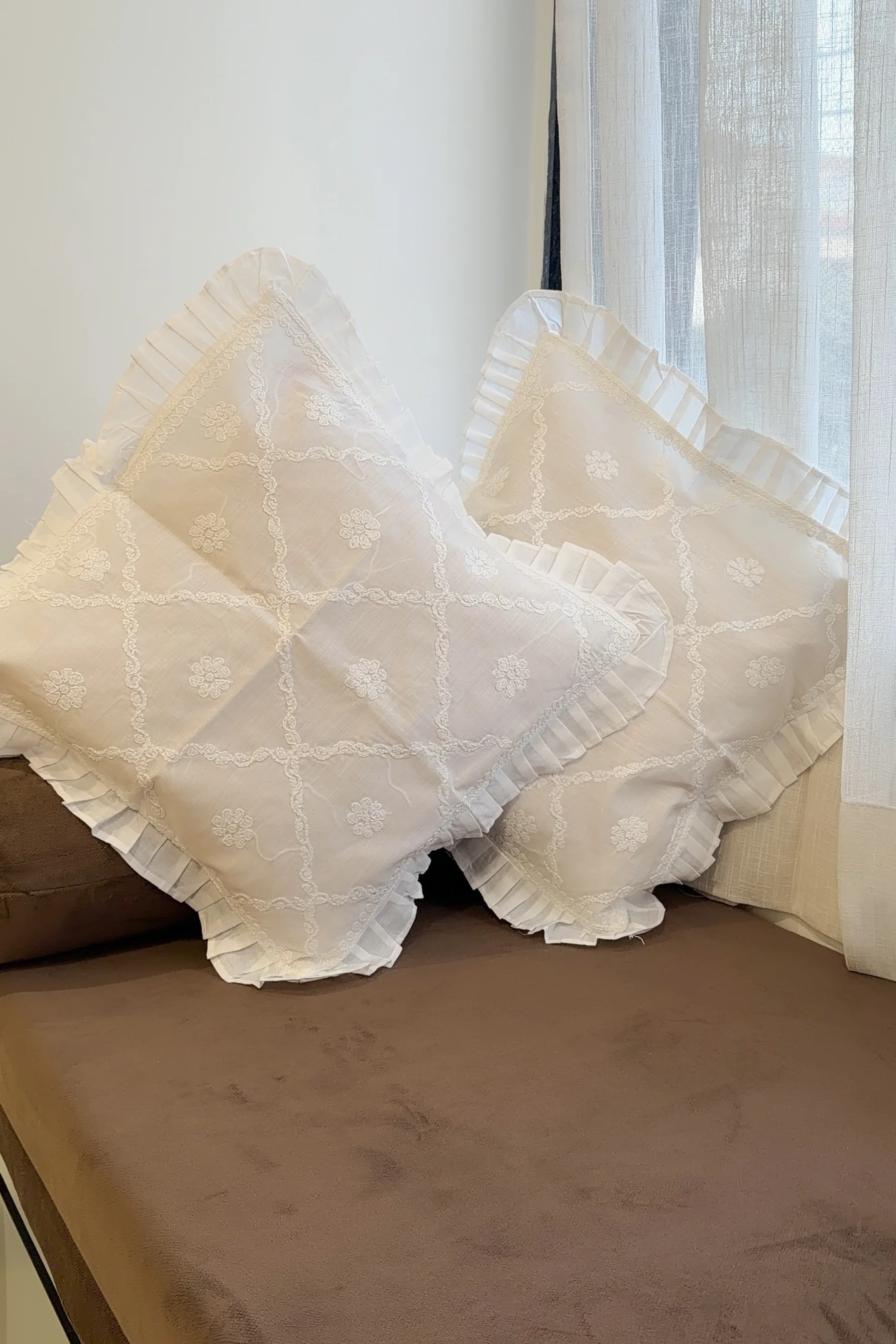 Arsh Hand Embroidered Chikankari Cushion Covers – Set of 5 - Image 5