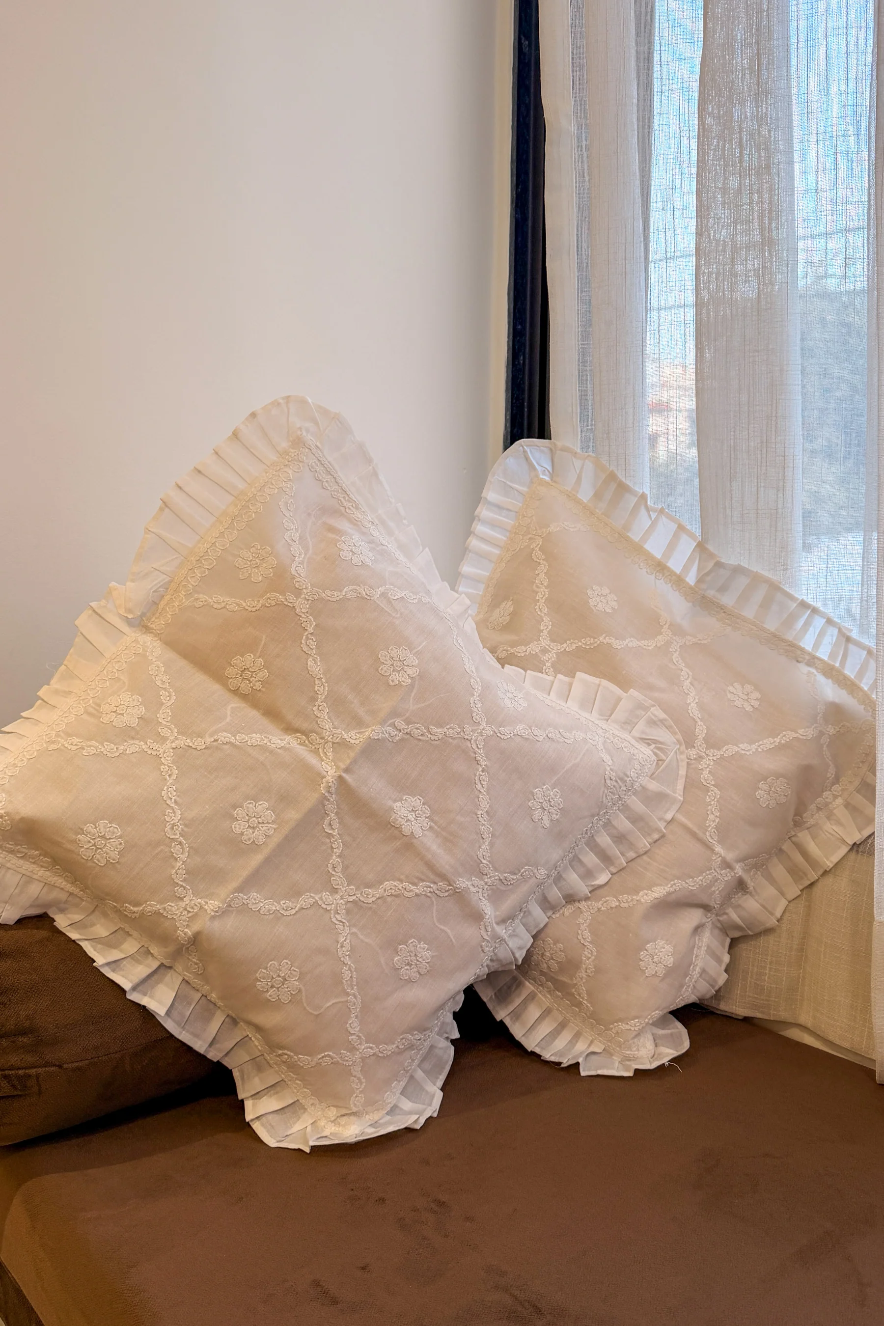 Arsh Hand Embroidered Chikankari Cushion Covers – Set of 5 - Image 6