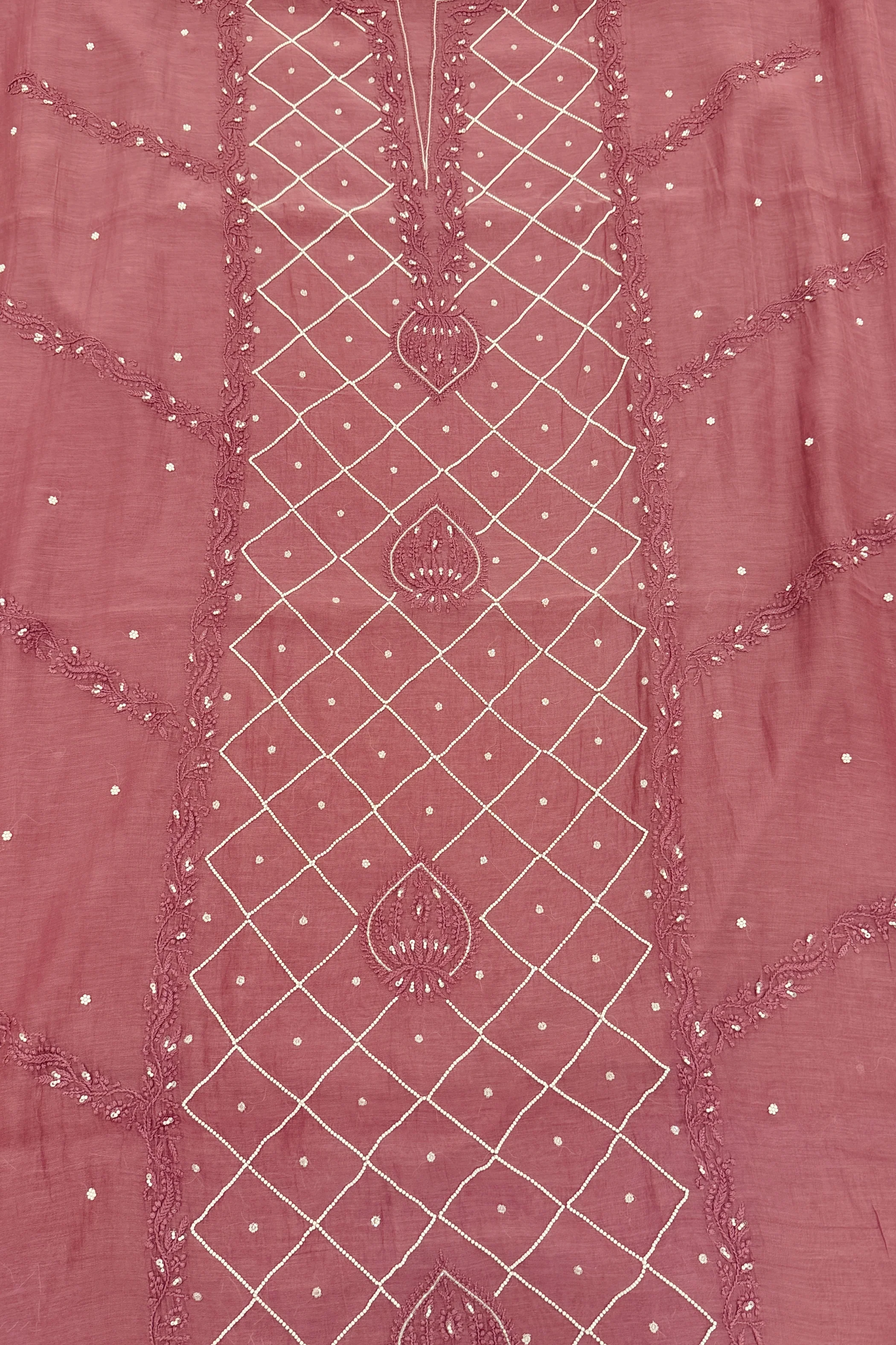 Arsh Hand Embroidered Mul Chanderi Unstitched Chikankari 3pc Suit Set - Image 2