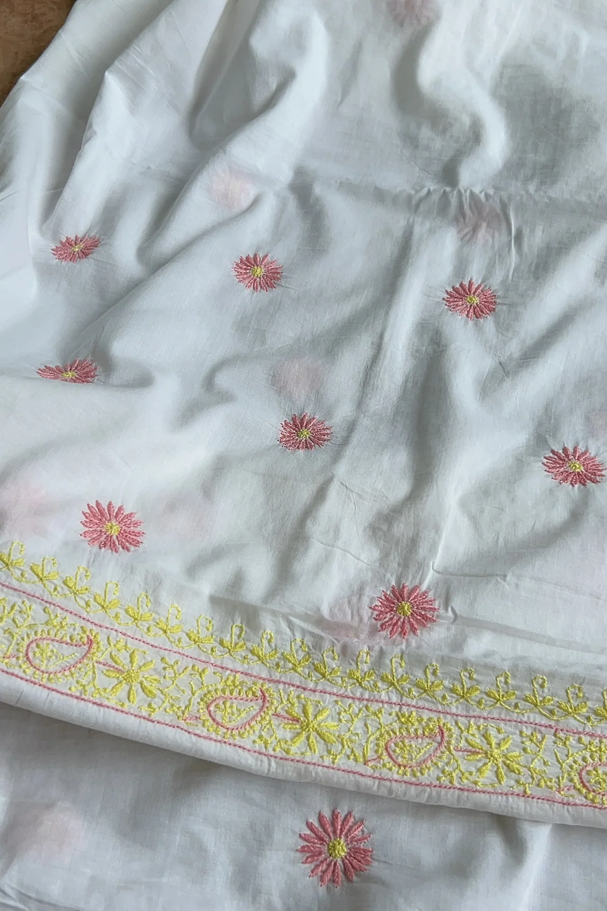 Arsh Hand Embroidered Pure Cotton Unstitched Chikan Suit - Image 3