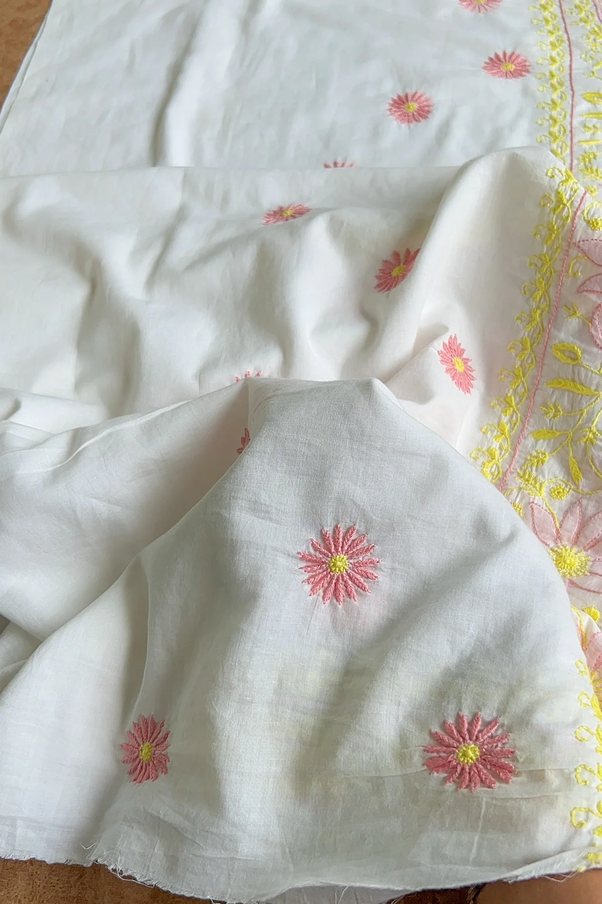 Arsh Hand Embroidered Pure Cotton Unstitched Chikan Suit - Image 4