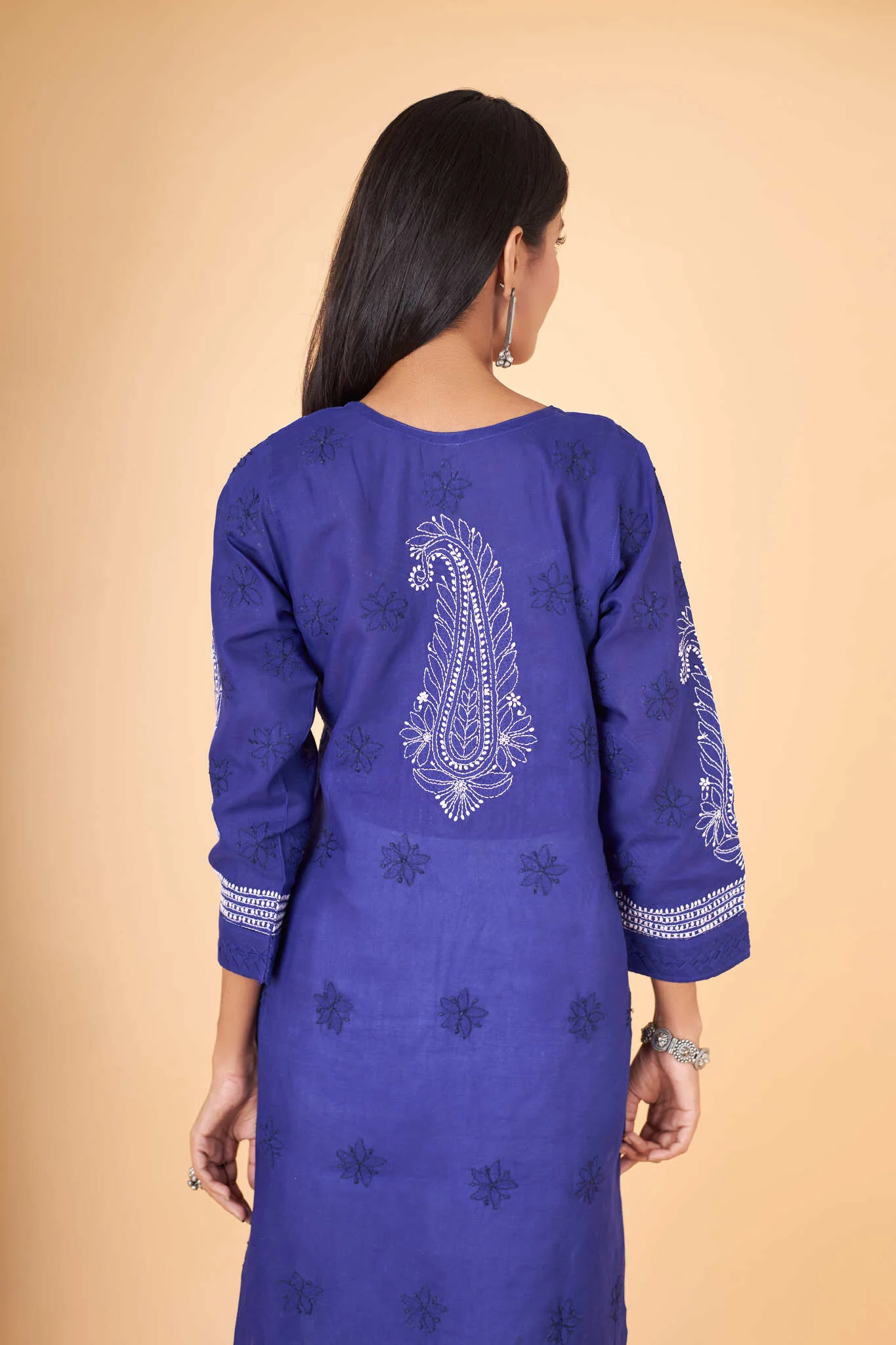 Arsh Handcrafted 2 Boota Front Jaal Pure Cotton Kurti - Image 4