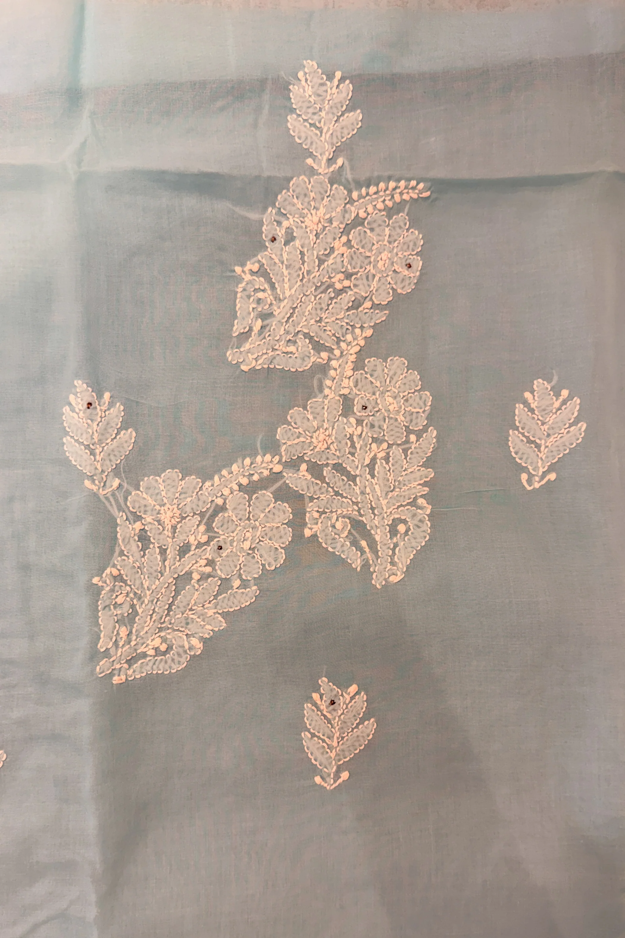 Arsh Handcrafted Blue Cotton Unstitched Chikankari 3pc Suit Set - Image 4