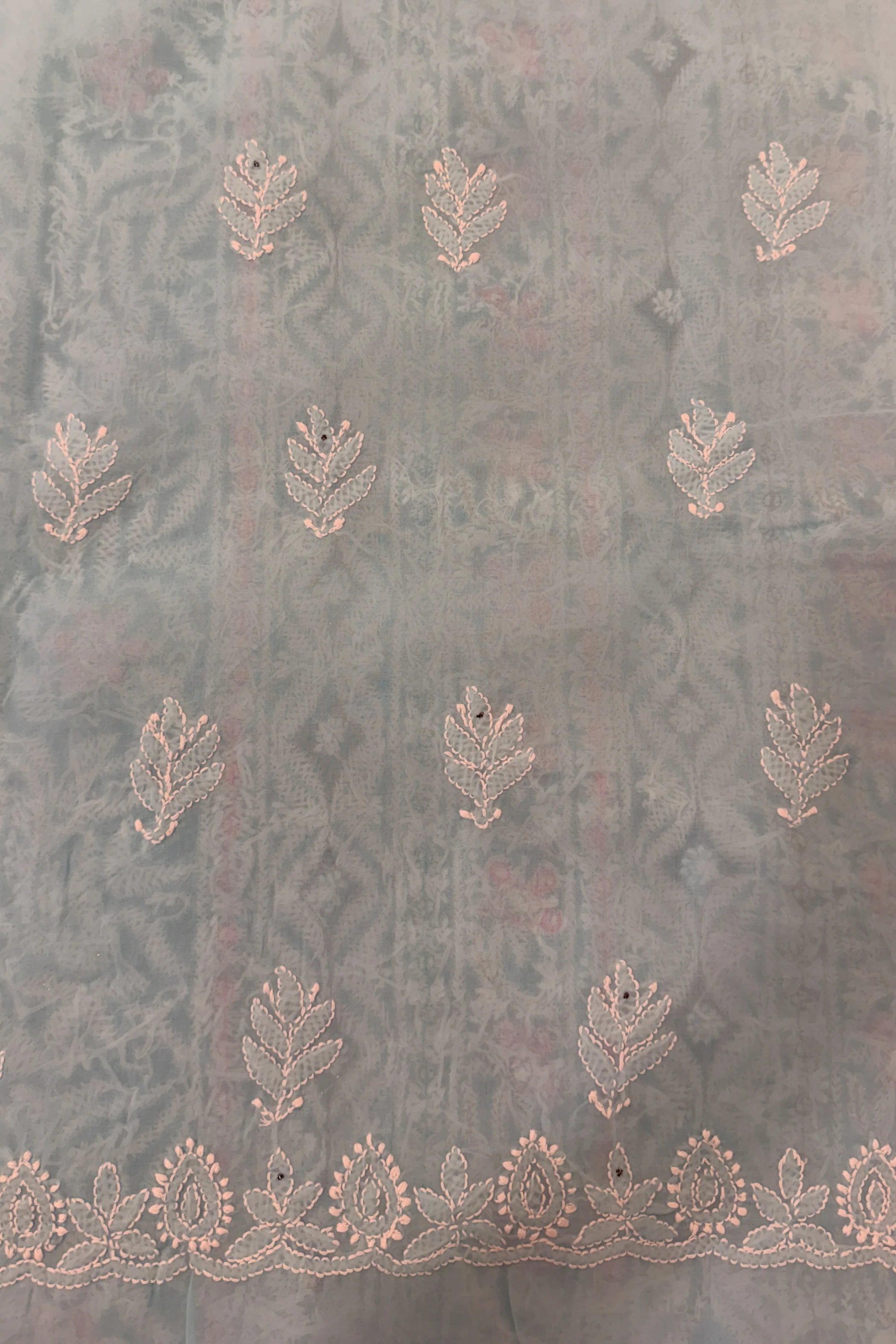 Arsh Handcrafted Blue Cotton Unstitched Chikankari 3pc Suit Set - Image 5