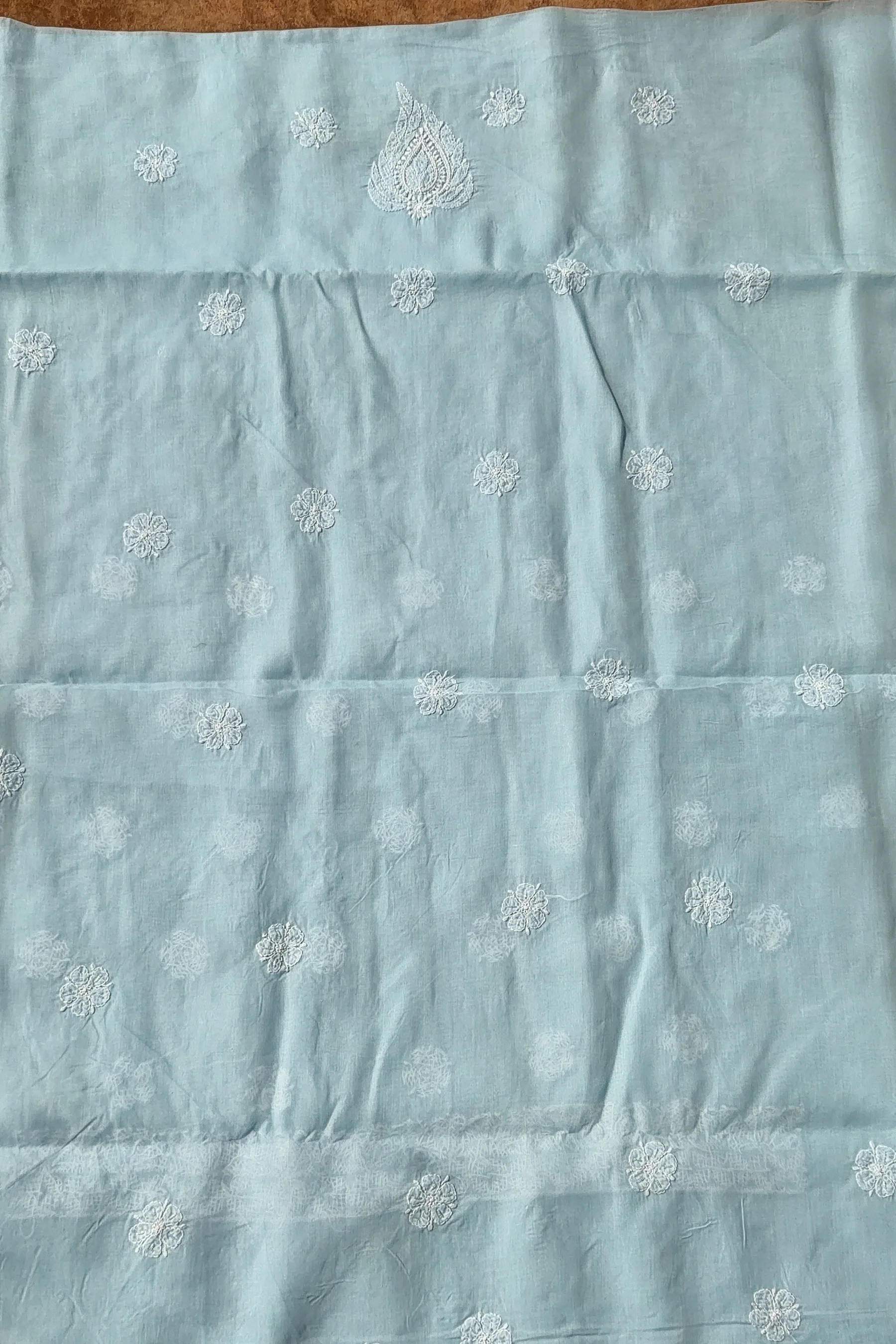 Arsh Handcrafted Blue Cotton Unstitched Chikankari 3pc Suit - Image 8