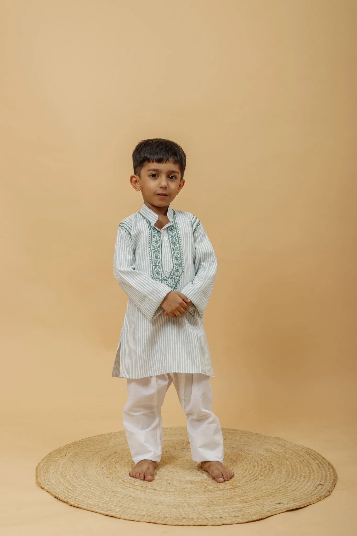 Arsh Handcrafted Boys Kurta Pajama Chikankari Set - Image 3
