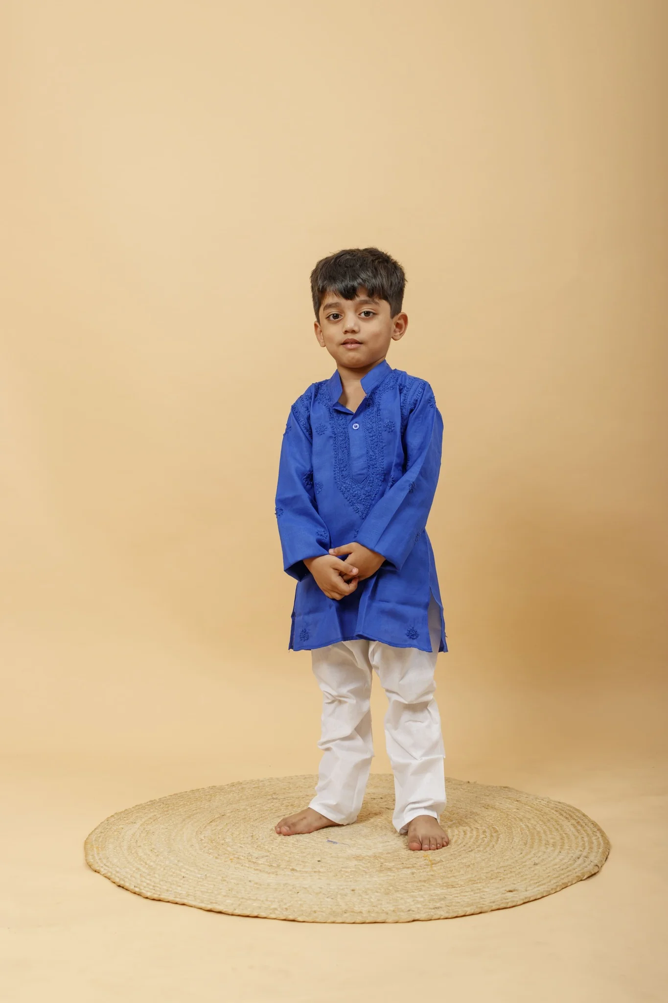 Arsh Handcrafted Boys Kurta Pajama Chikankari Set in Royal Blue colour - Image 2