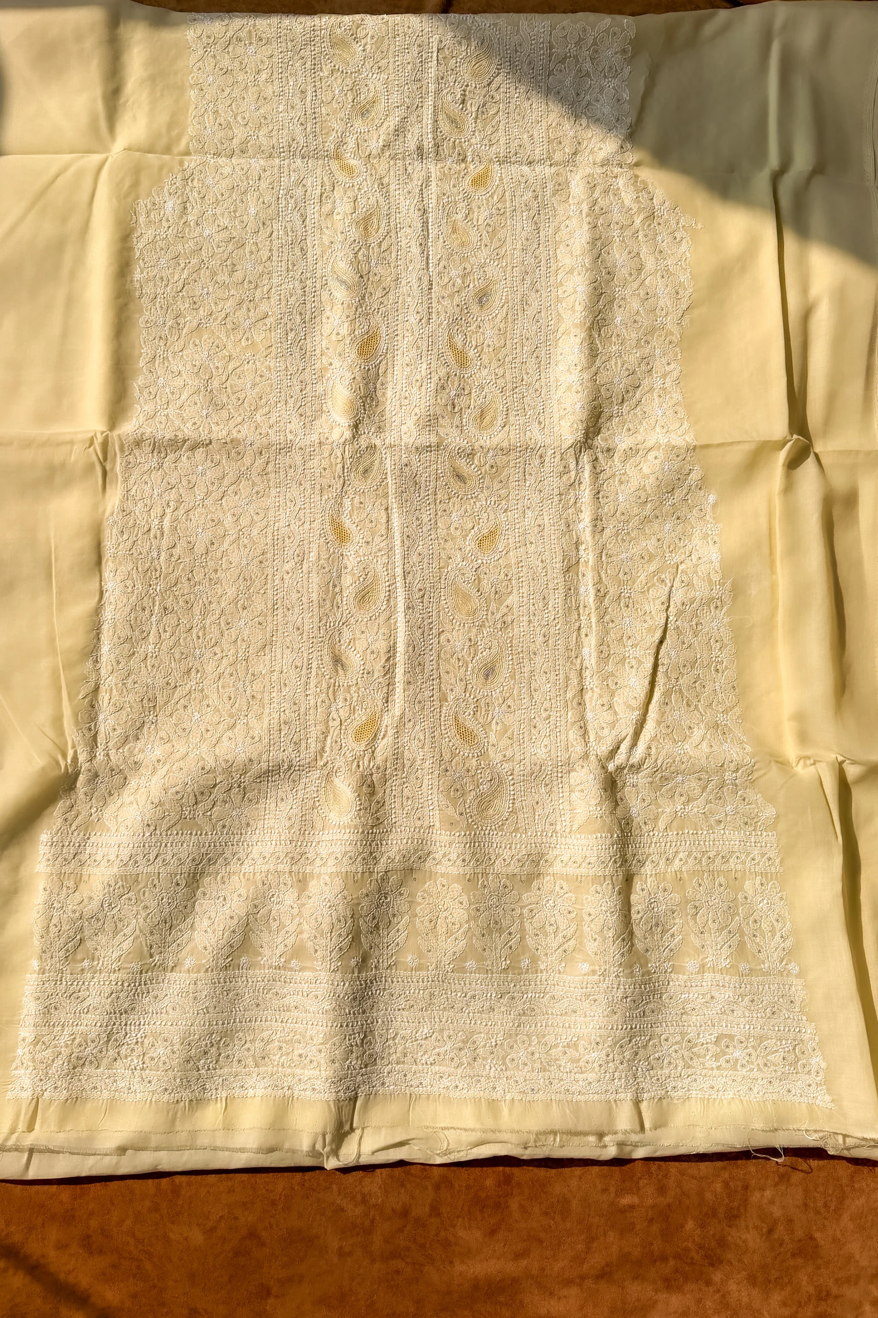 Arsh Handcrafted Cotton All Over, Front Back Chikankari 3pc Suit Set - Image 3