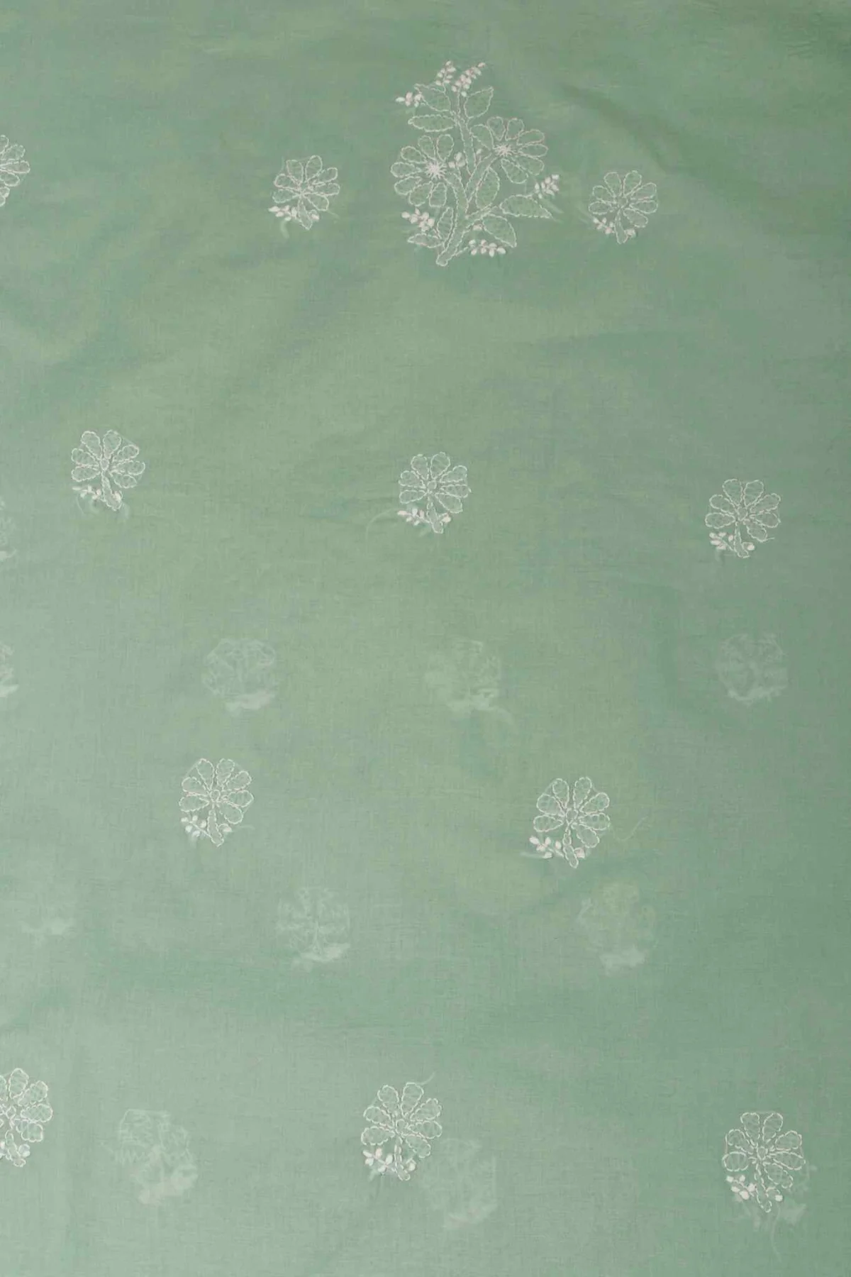Arsh Handcrafted Forest Green Cotton Unstitched Chikankari 3pc Suit - Image 2