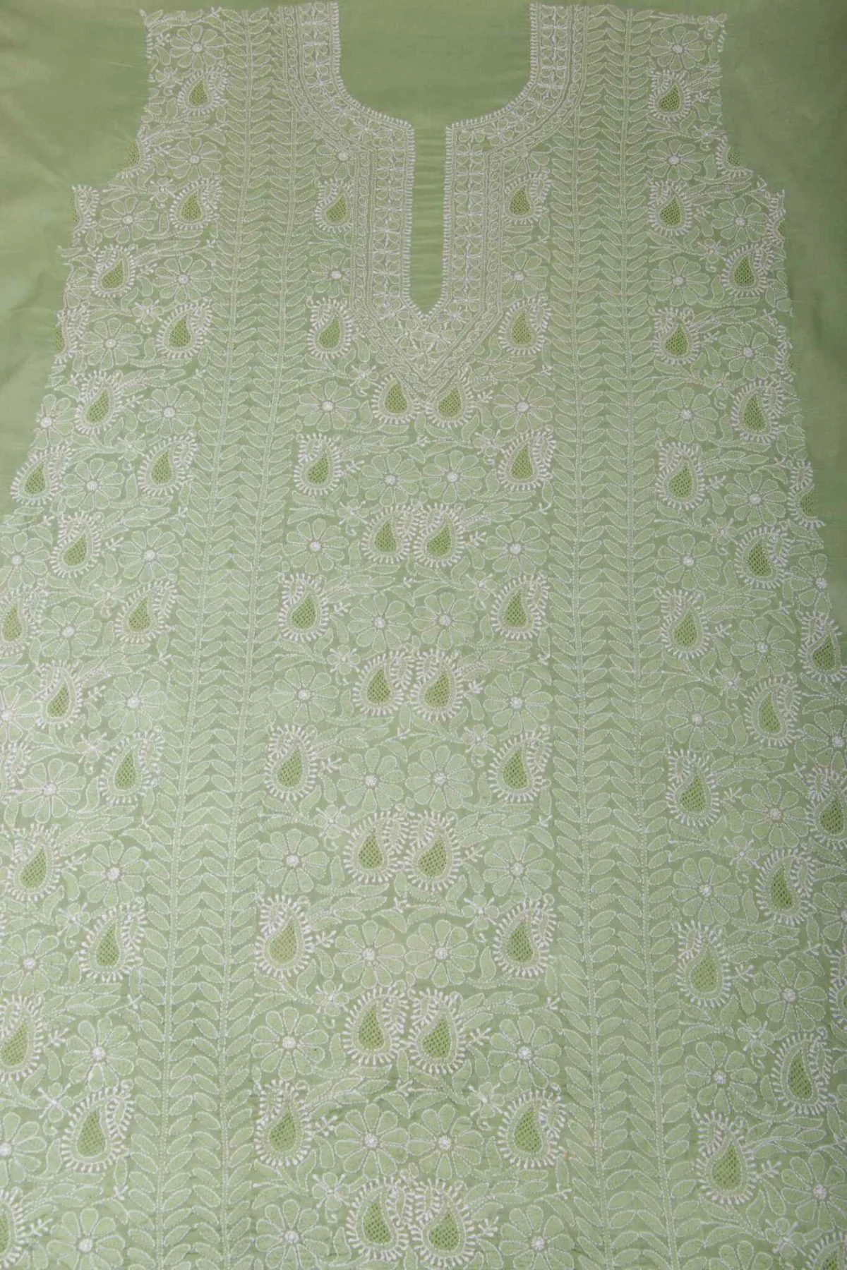 Arsh Handcrafted Forest Green Cotton Unstitched Chikankari Front Jaal 3pc Suit - Image 2