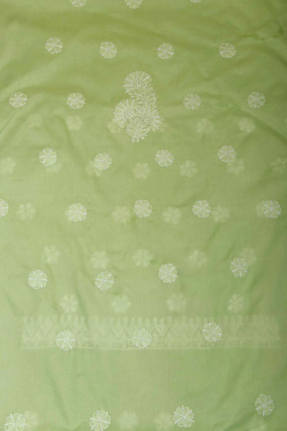 Arsh Handcrafted Forest Green Cotton Unstitched Chikankari Front Jaal 3pc Suit - Image 3