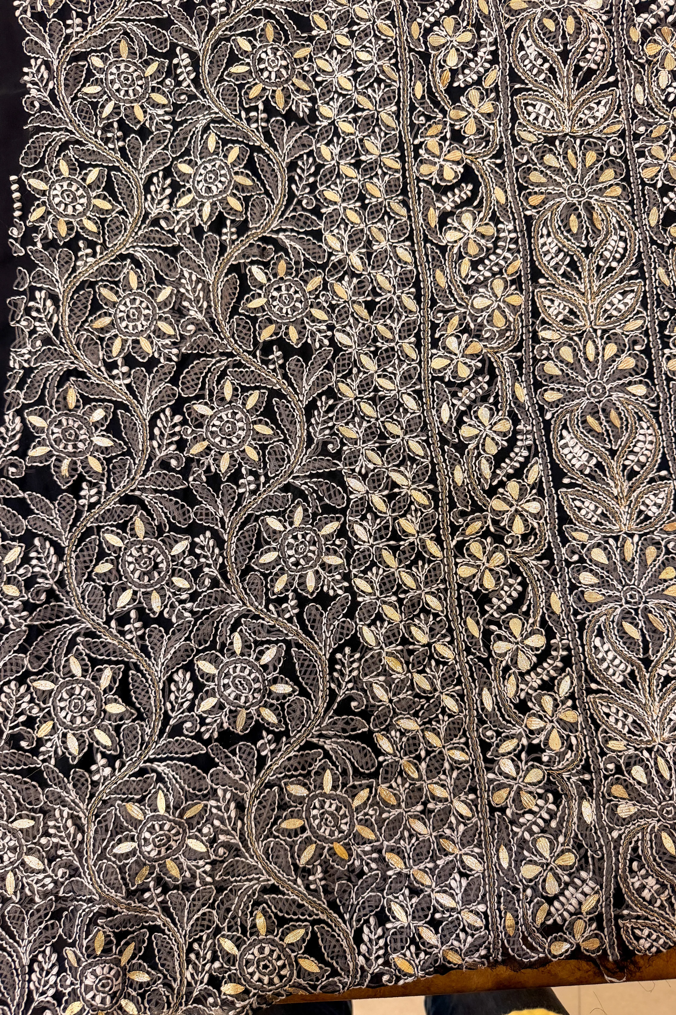 Arsh Handcrafted Black Semi Georgette Unstitched Gota Patti Chikankari 3pc Suit - Image 7