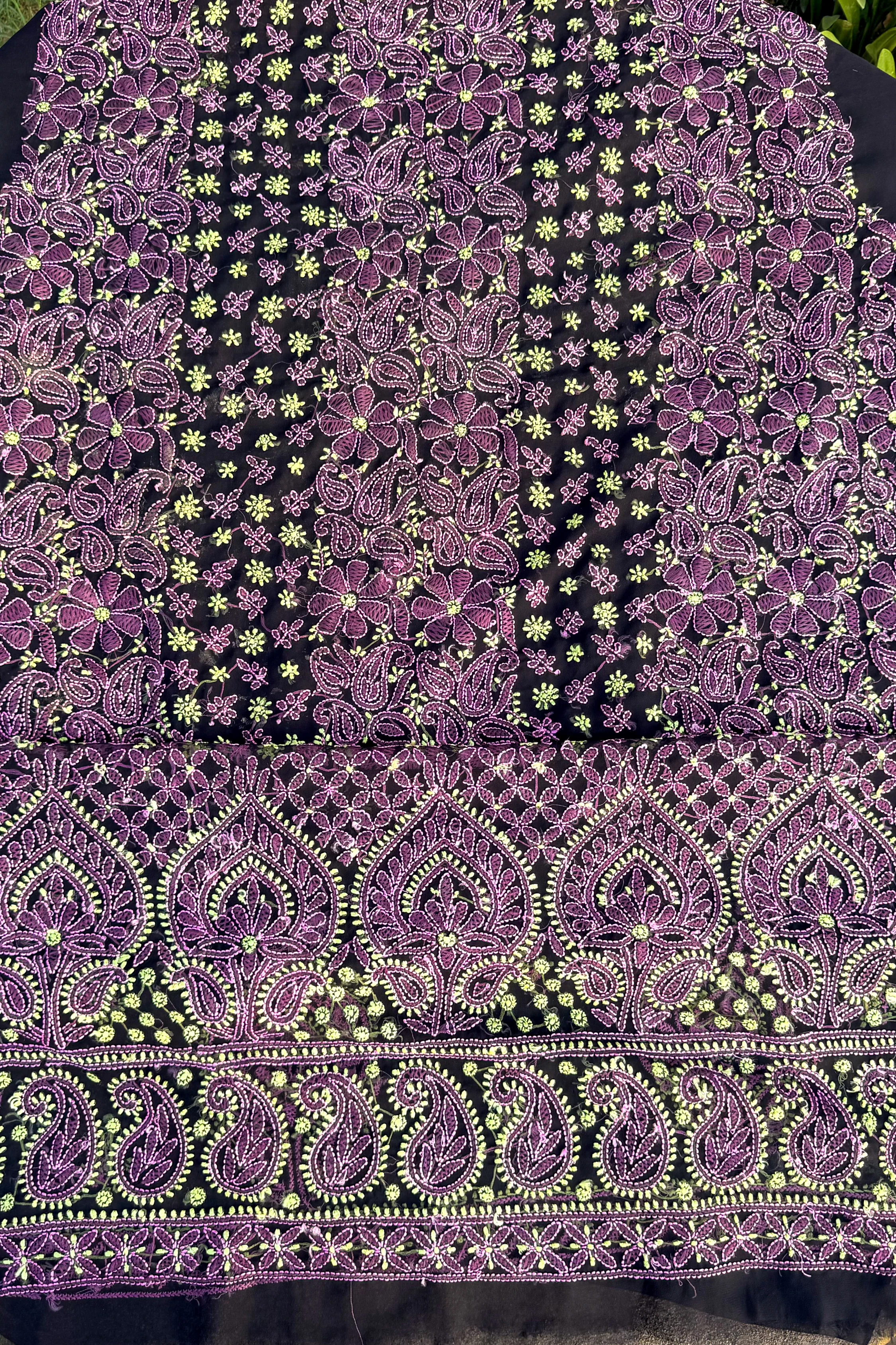 Arsh Handcrafted Front Jaal Georgette Unstitched Chikankari 3pc Suit - Image 2