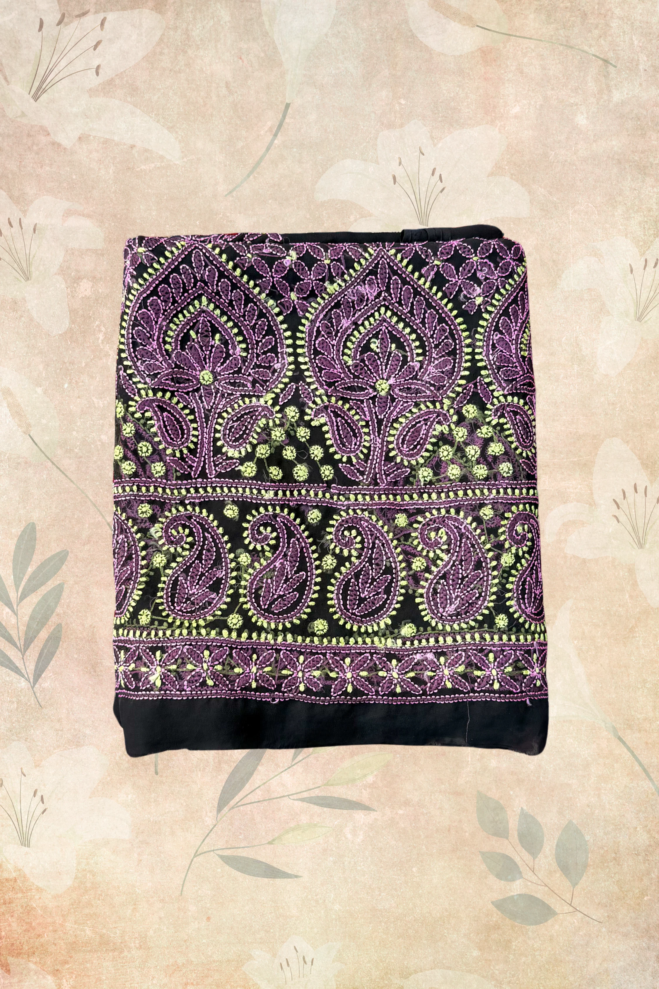 Arsh Handcrafted Front Jaal Georgette Unstitched Chikankari 3pc Suit - Image 7