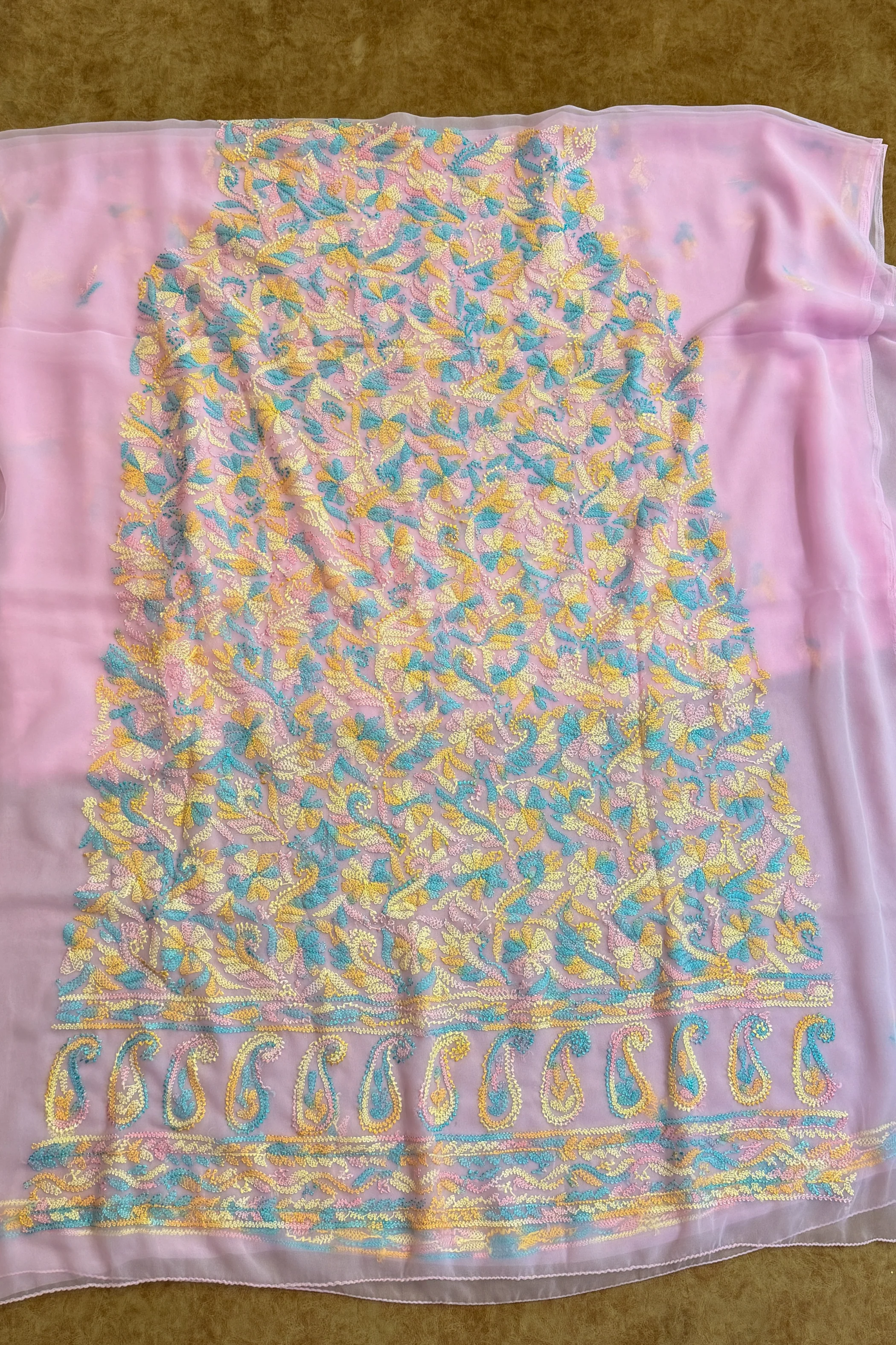 Arsh Handcrafted Multi Semi Georgette Unstitched Chikankari 3pc Suit - Image 2