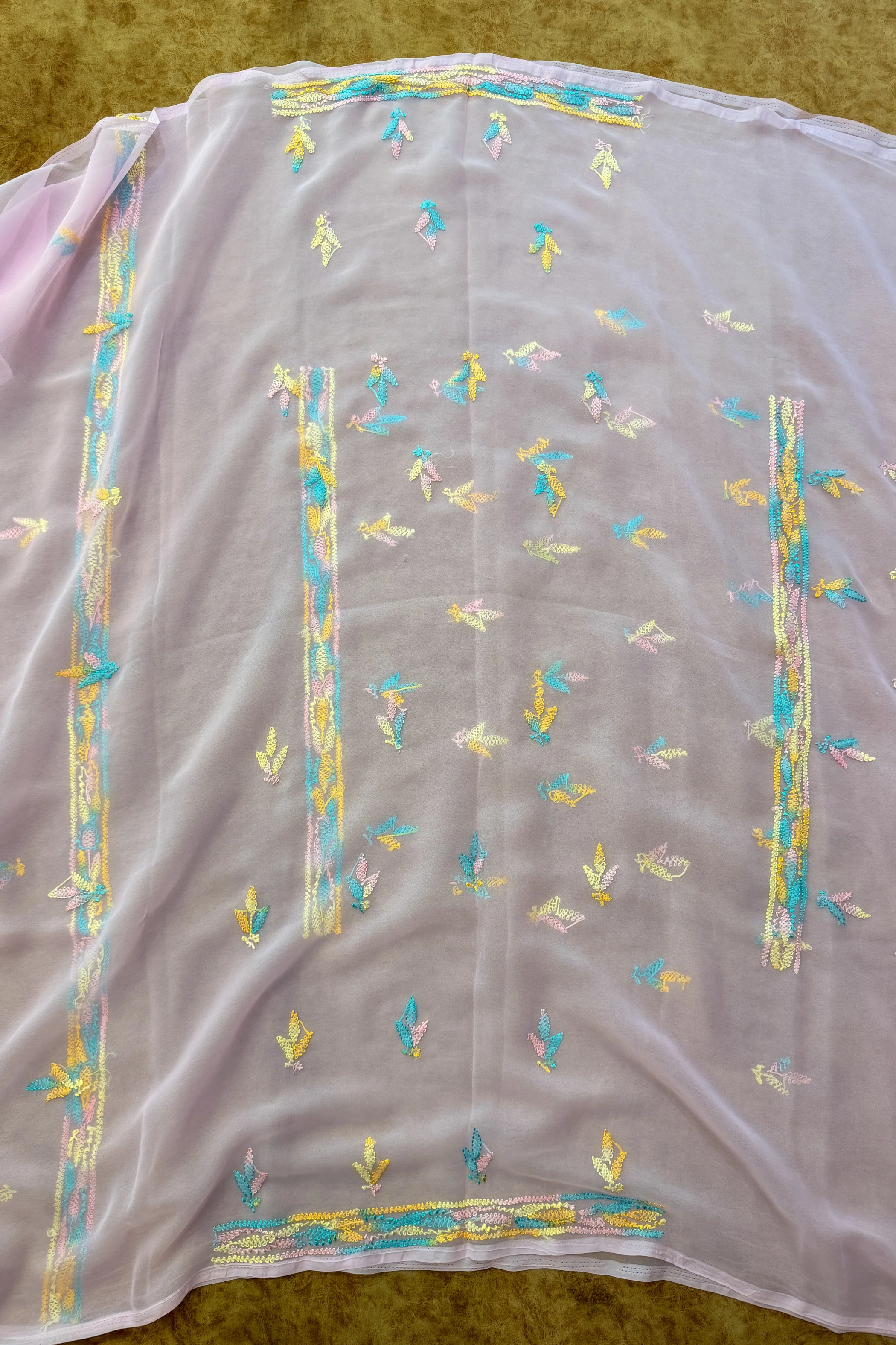 Arsh Handcrafted Multi Semi Georgette Unstitched Chikankari 3pc Suit - Image 3