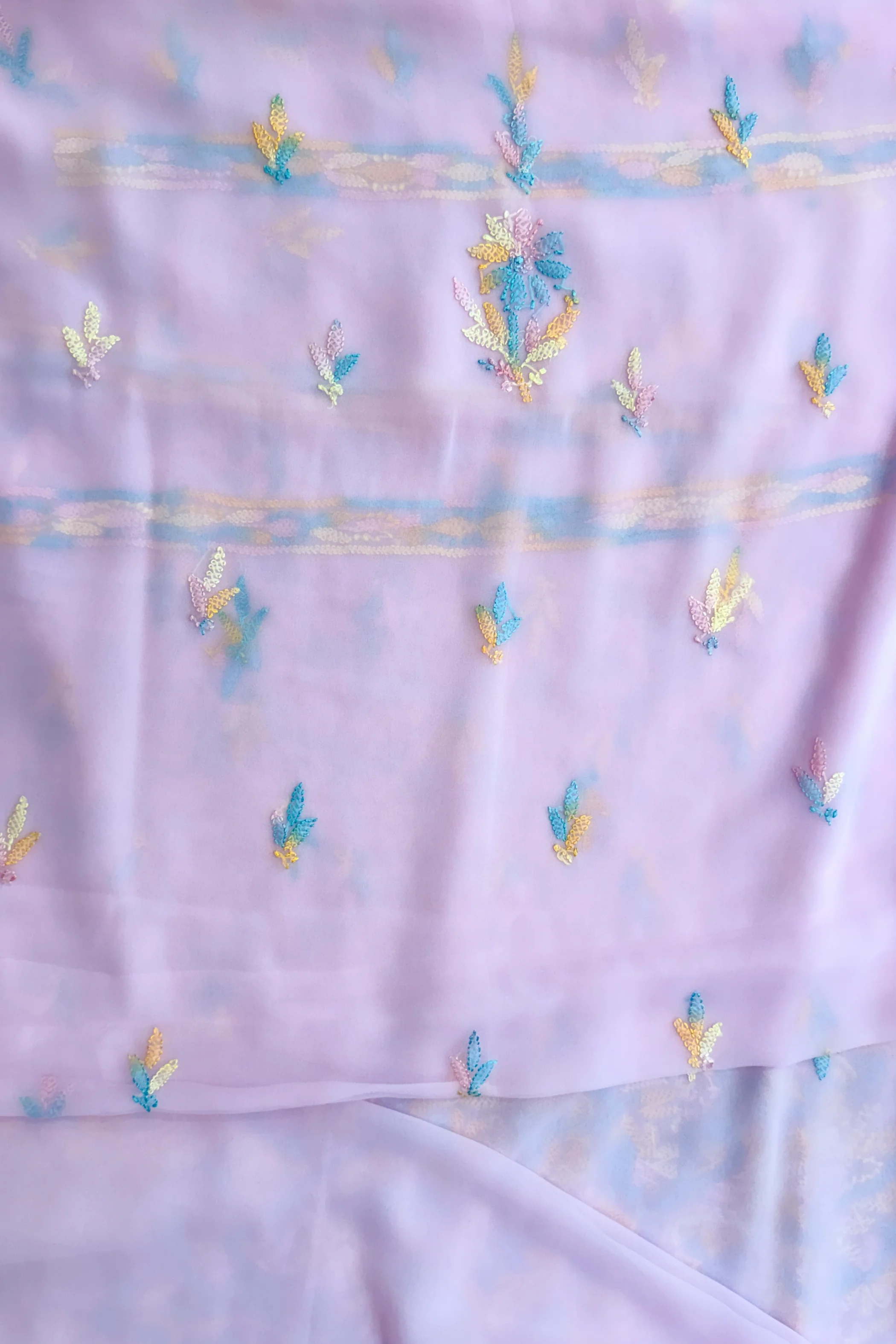 Arsh Handcrafted Multi Semi Georgette Unstitched Chikankari 3pc Suit - Image 4