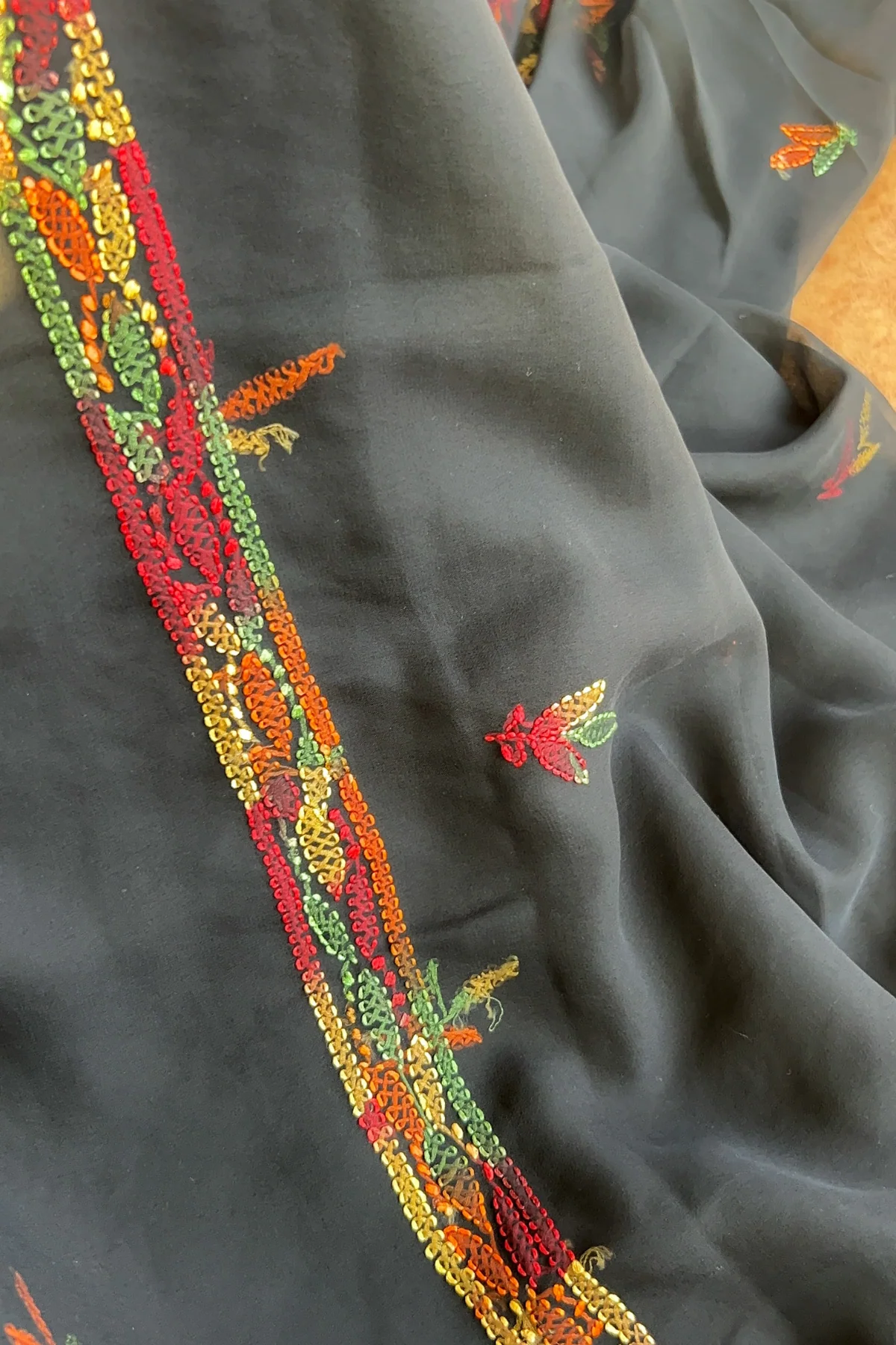 Arsh Handcrafted Front Jaal Georgette Unstitched Chikankari 3pc Suit - Image 5