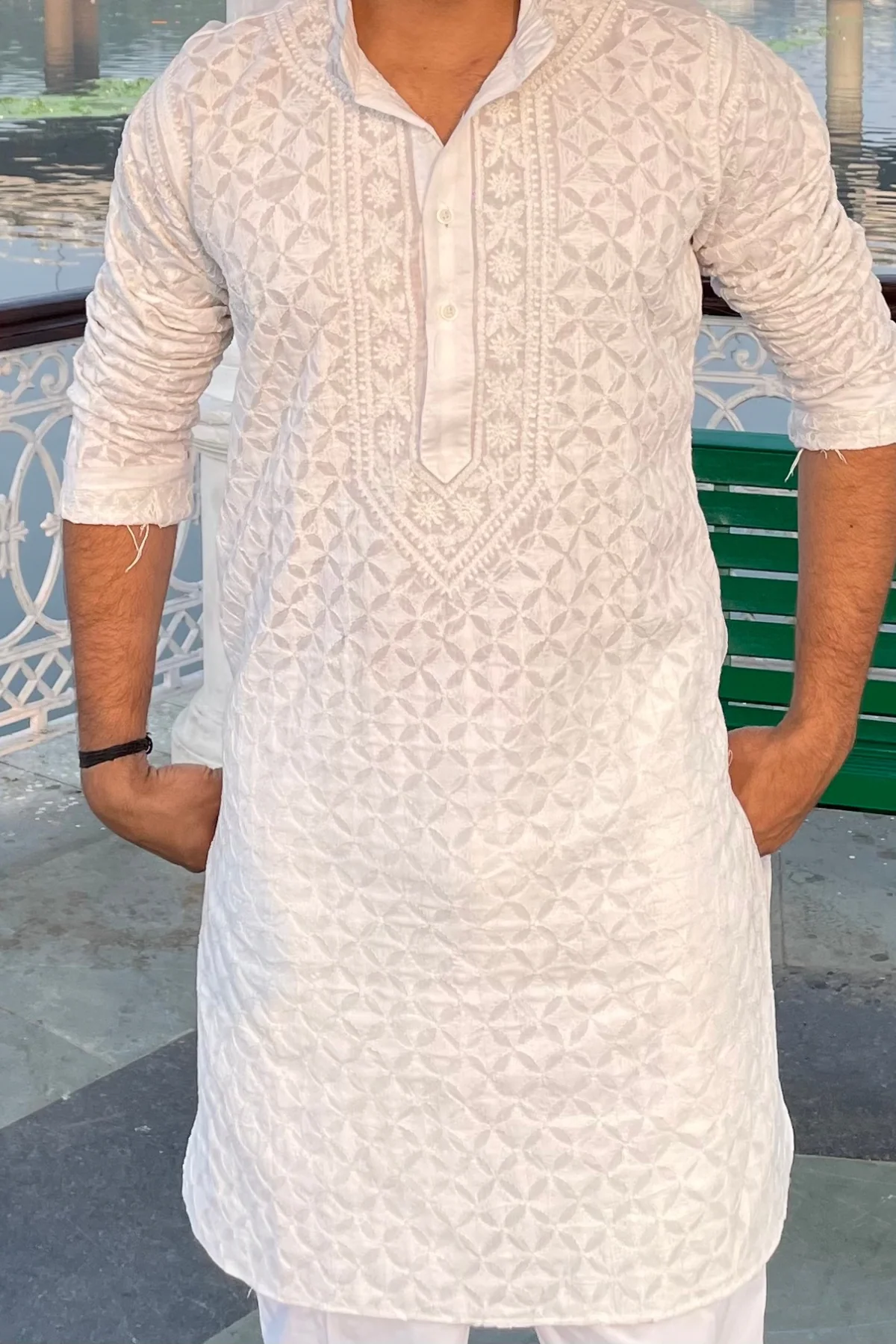 Arsh Handcrafted Full Front Embroidered Chikankari Mens Kurta - Image 7