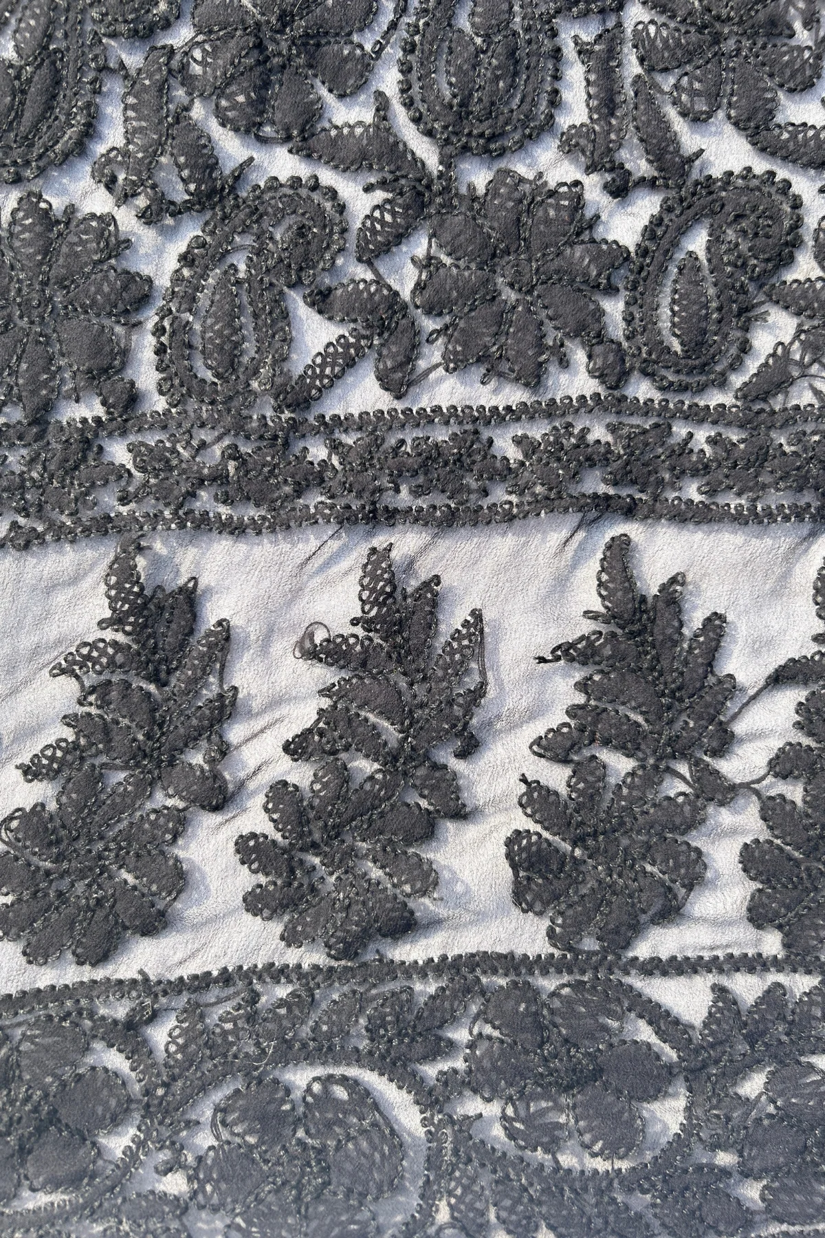 Arsh Chikan hand embroidered Black on Black Chikankari Kurti piece. - Image 3