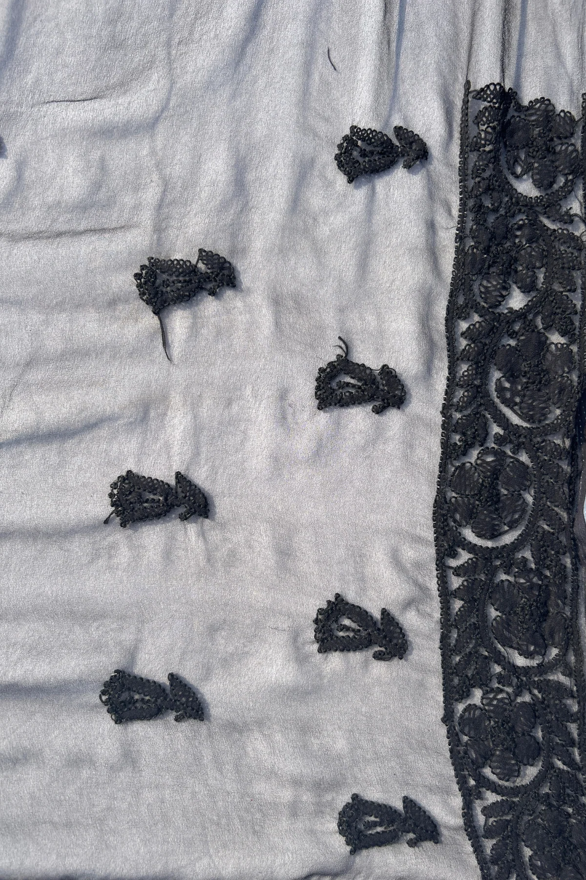 Arsh Chikan hand embroidered Black on Black Chikankari Kurti piece. - Image 4