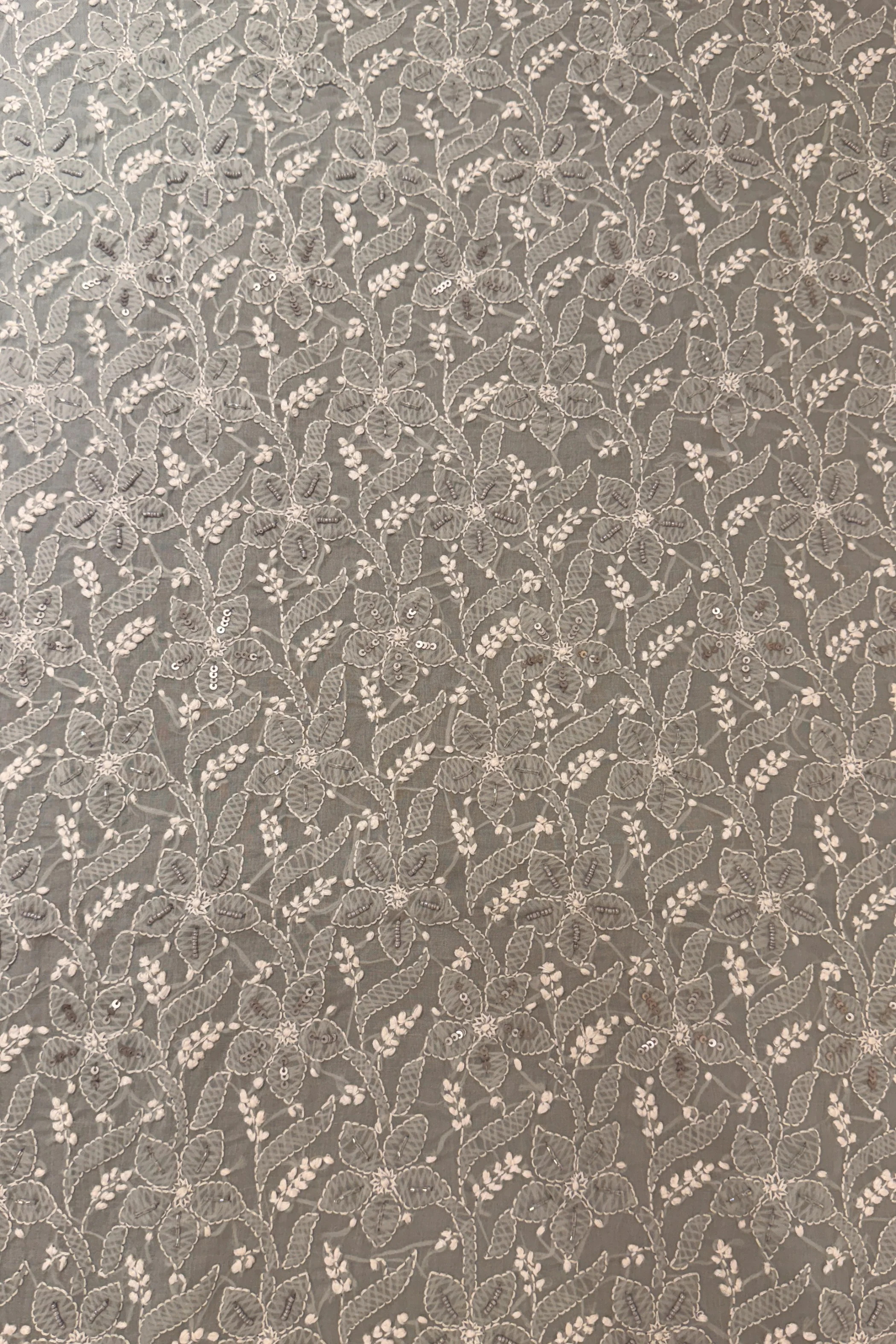 Arsh Handcrafted Grey Cotton Unstitched Chikankari Front Jaal 3pc Suit - Image 3