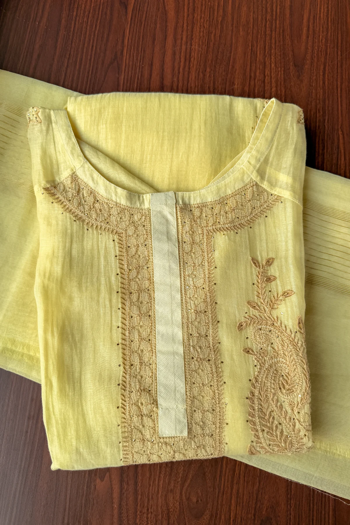 Arsh Handcrafted Mul Chanderi Kurti and Dupatta Semi Stitched set
