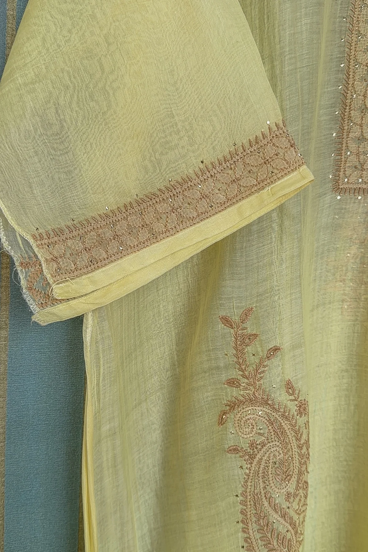 Arsh Handcrafted Mul Chanderi Kurti and Dupatta Semi Stitched set - Image 2