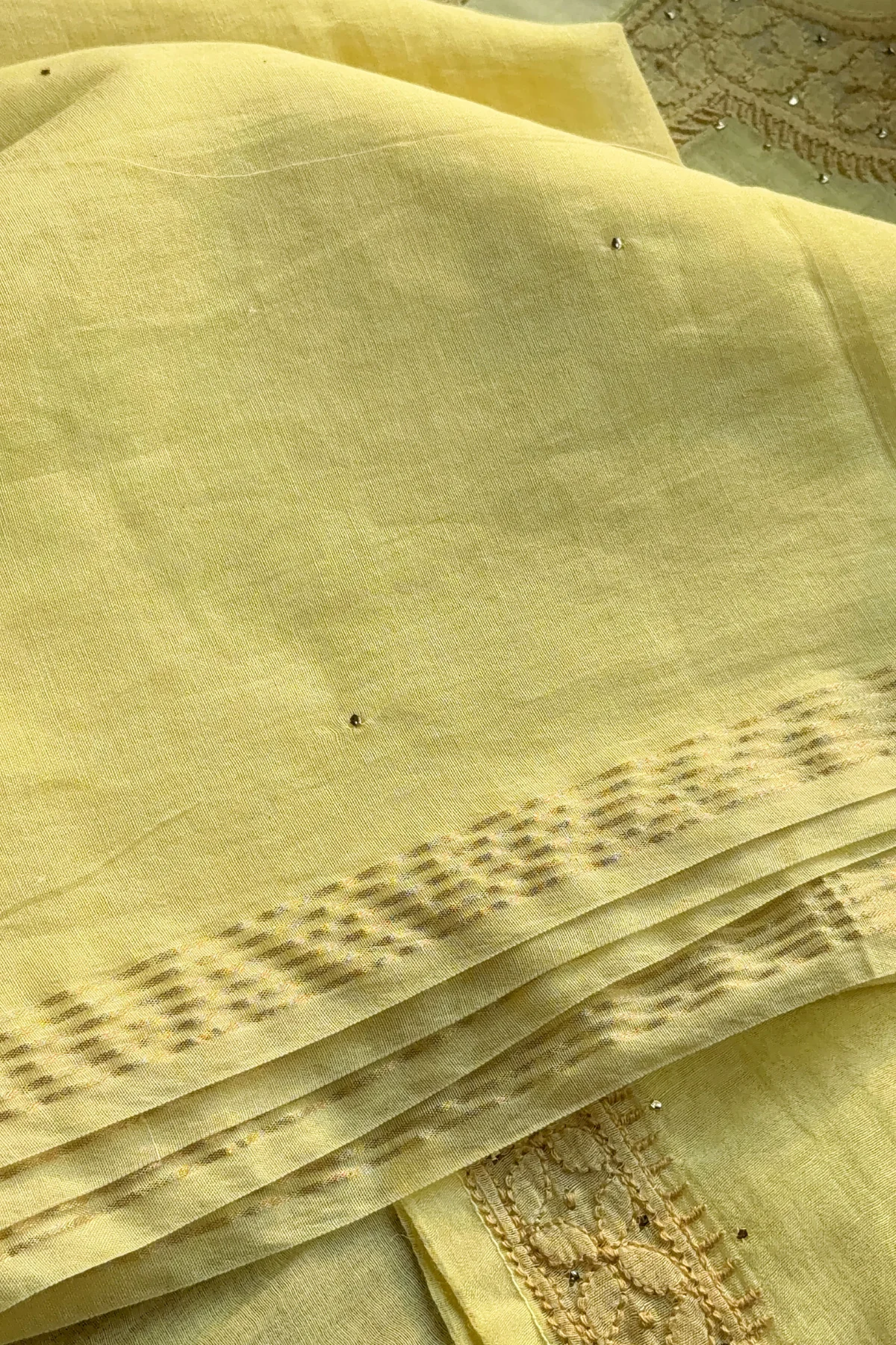 Arsh Handcrafted Mul Chanderi Kurti and Dupatta Semi Stitched set - Image 3