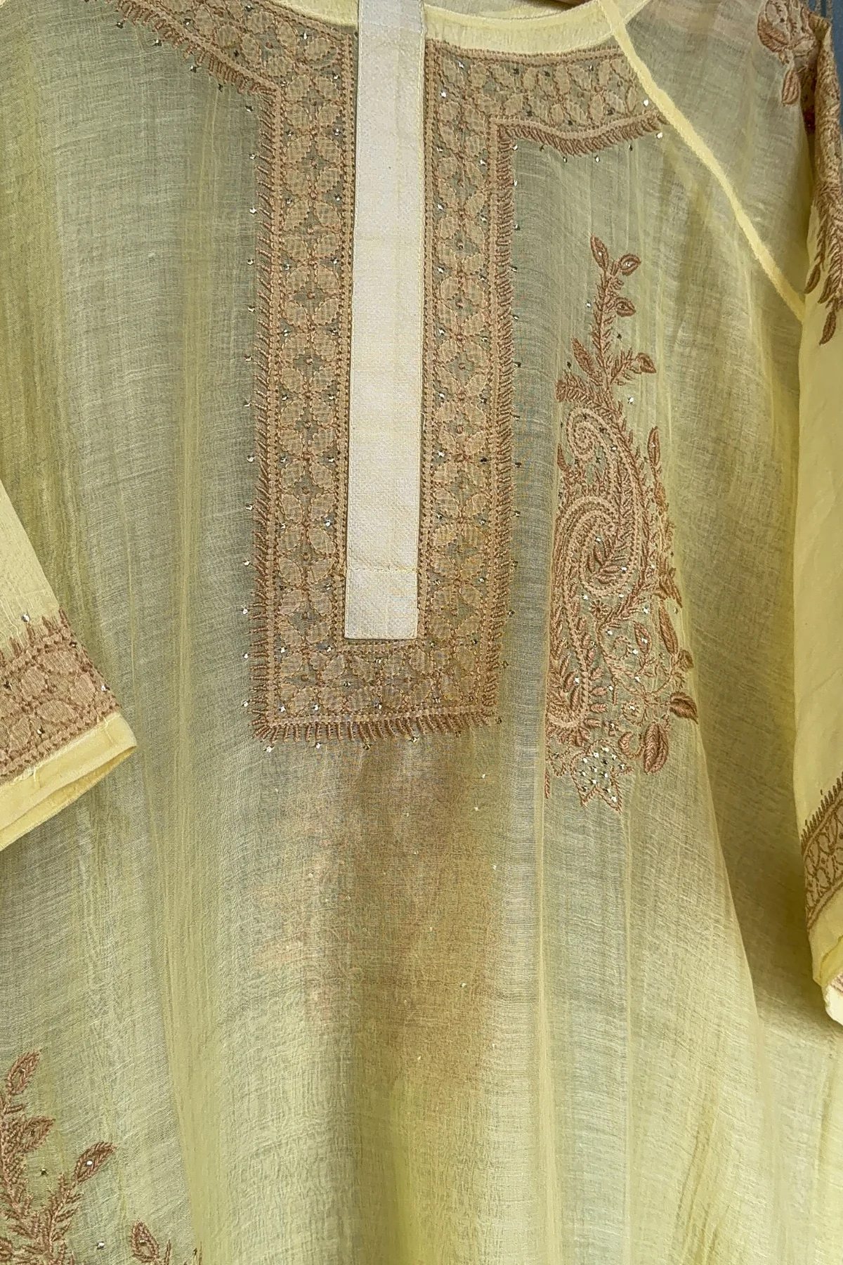 Arsh Handcrafted Mul Chanderi Kurti and Dupatta Semi Stitched set - Image 5