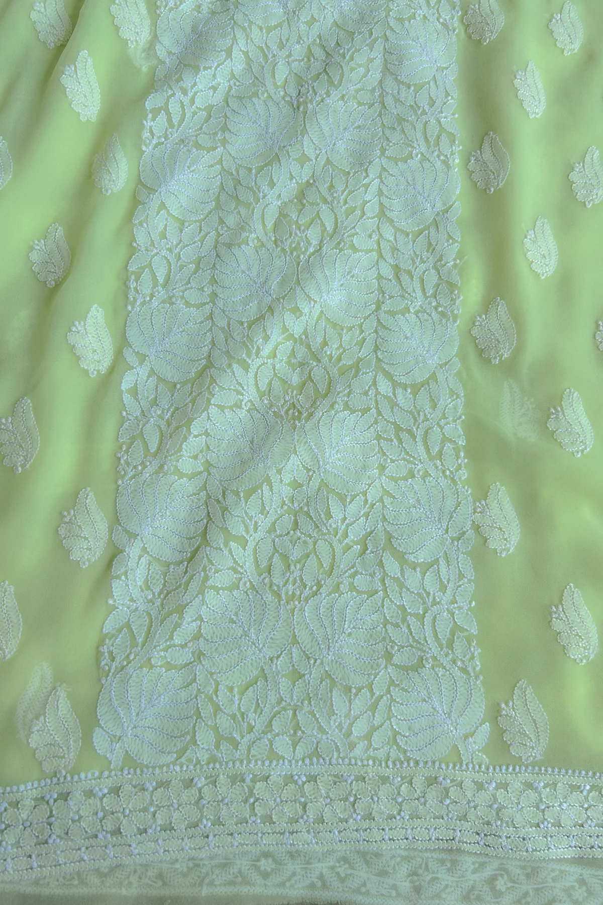 Arsh Handcrafted Lemon Yellow Georgette Chikankari 3pc Suit - Image 4
