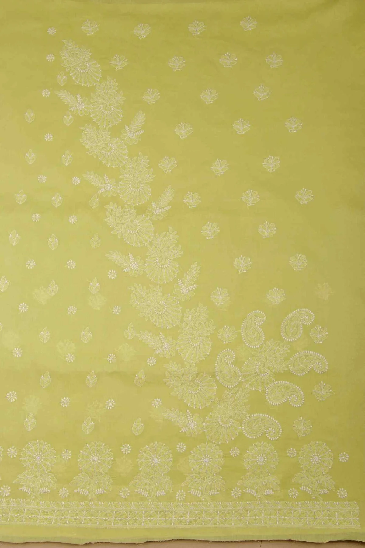Arsh Handcrafted Light Green Cotton Unstitched Chikankari 3pc Suit - Image 2