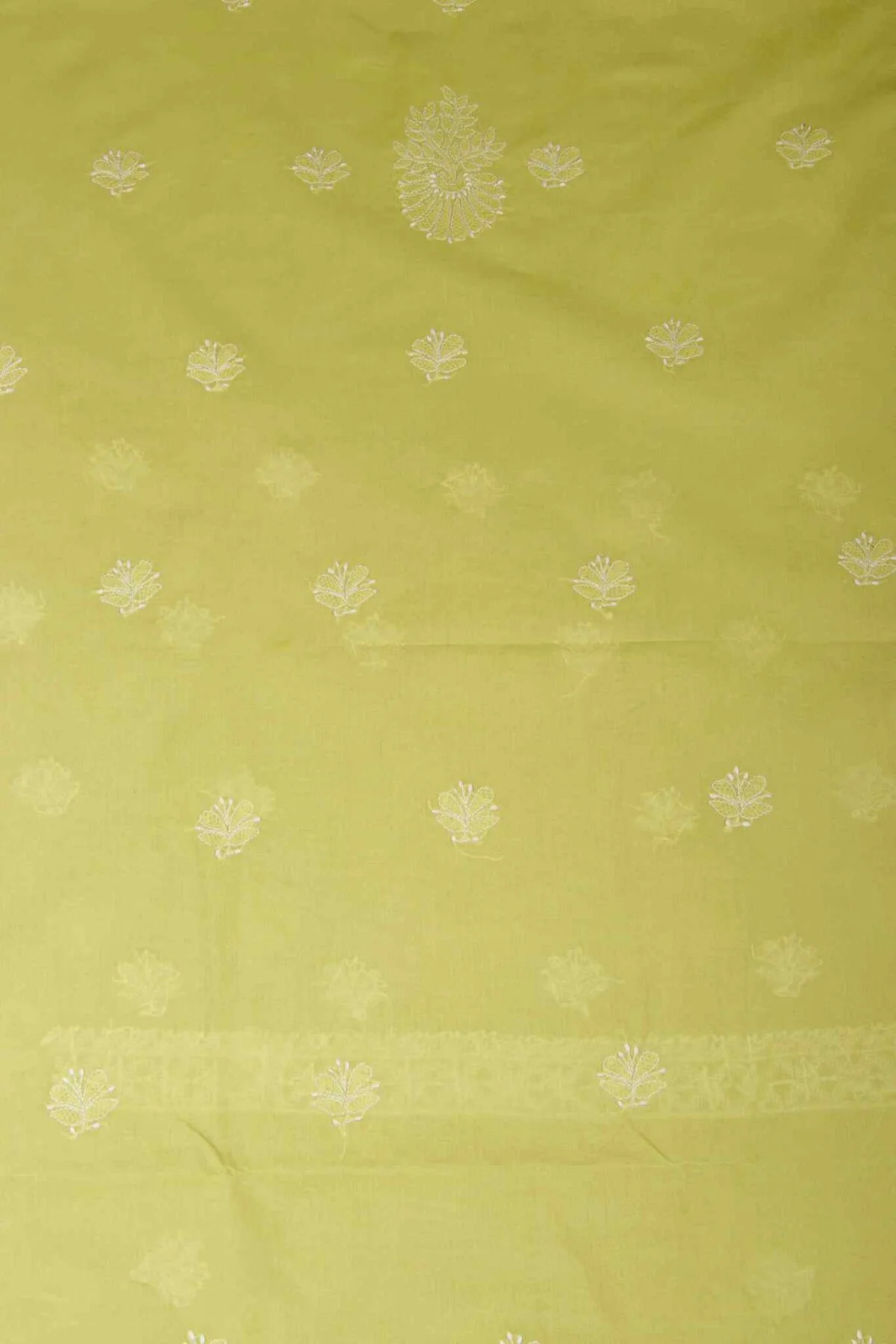 Arsh Handcrafted Light Green Cotton Unstitched Chikankari 3pc Suit - Image 3
