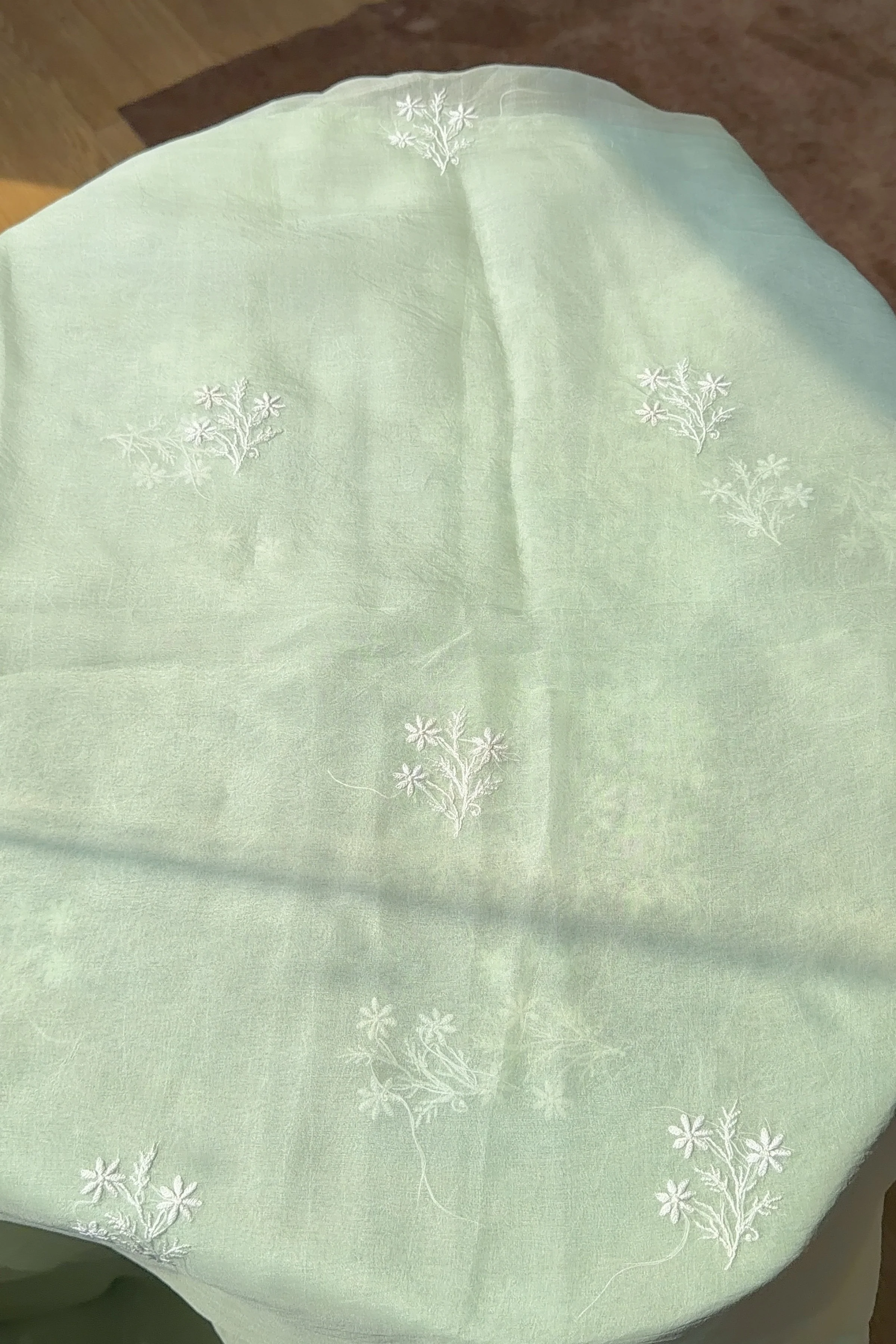 Arsh Handcrafted Mint Green Pure Organza Kurta and Dupatta set - Image 5