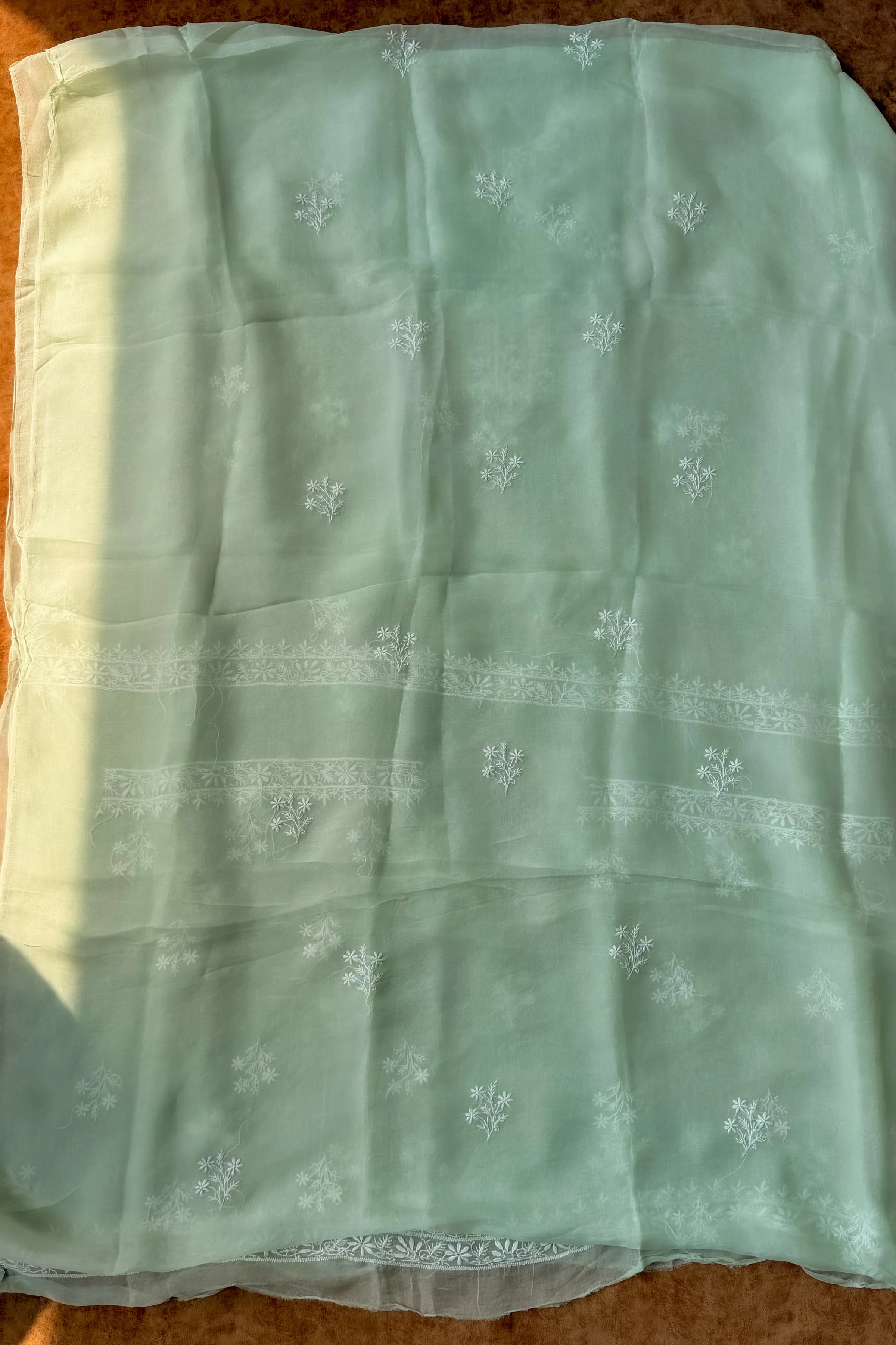 Arsh Handcrafted Mint Green Pure Organza Kurta and Dupatta set - Image 7