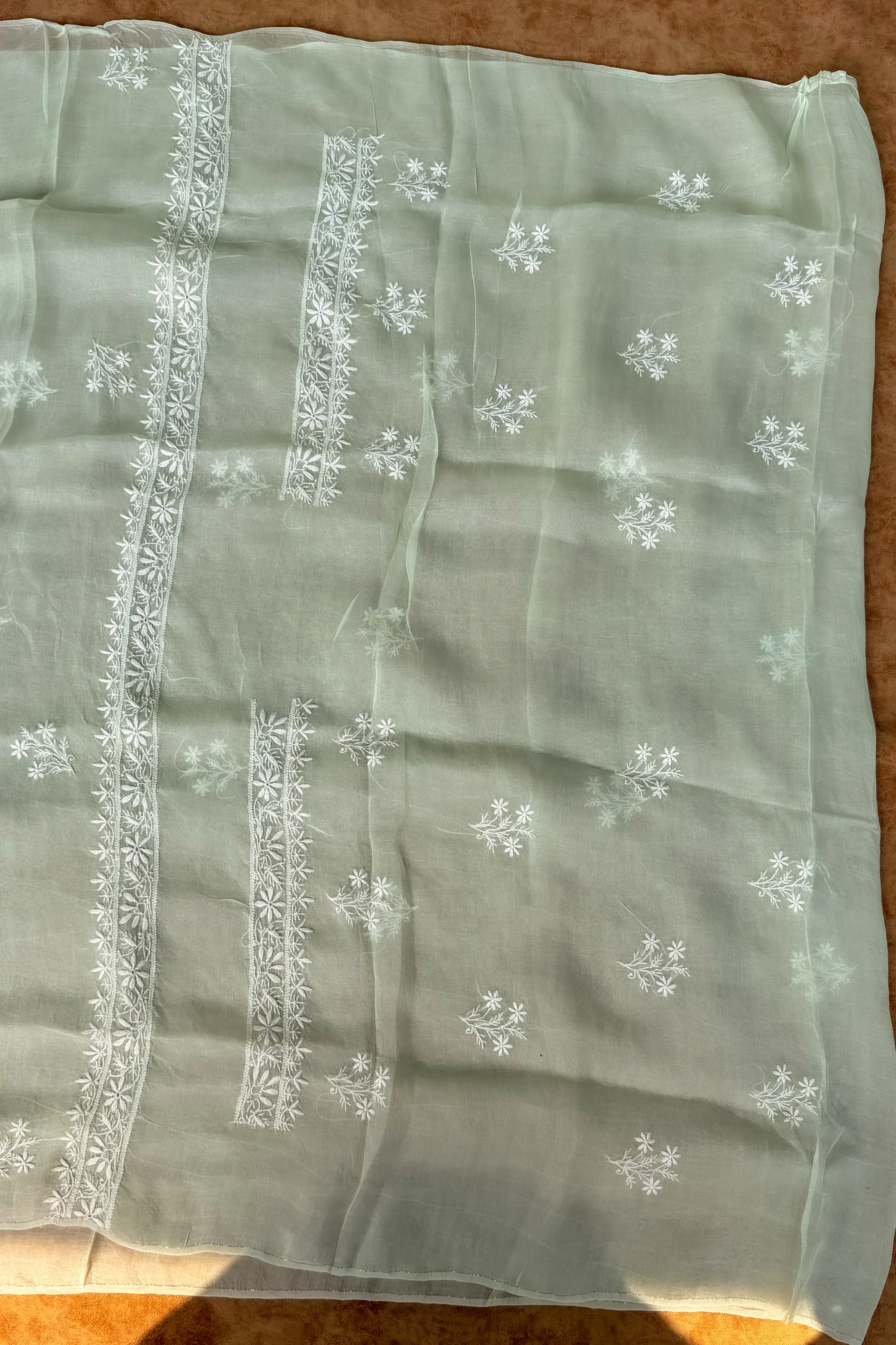 Arsh Handcrafted Mint Green Pure Organza Kurta and Dupatta set - Image 8