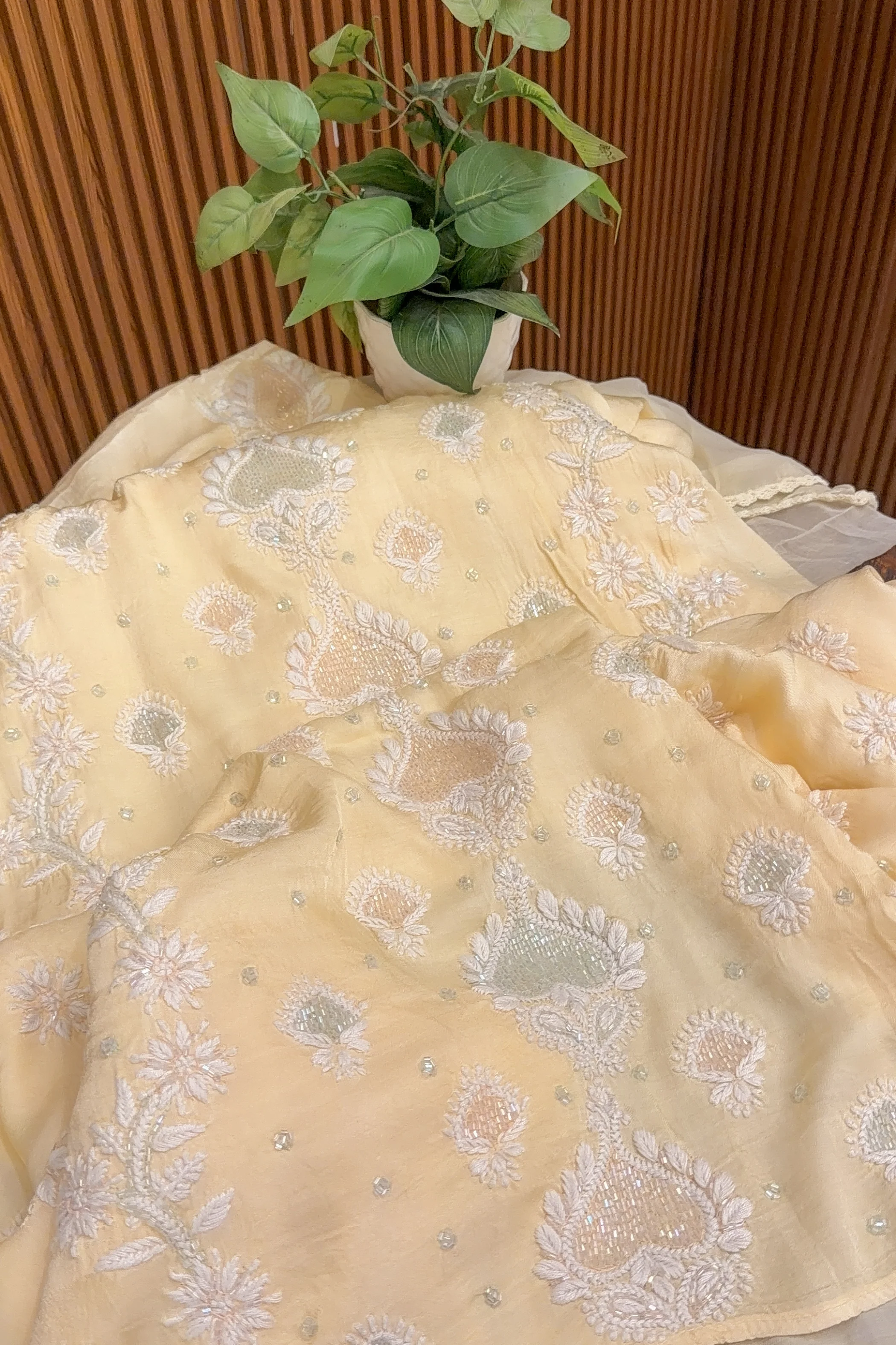 Arsh Handcrafted Modal Satin Unstitched Chikankari Suit Set - Image 3