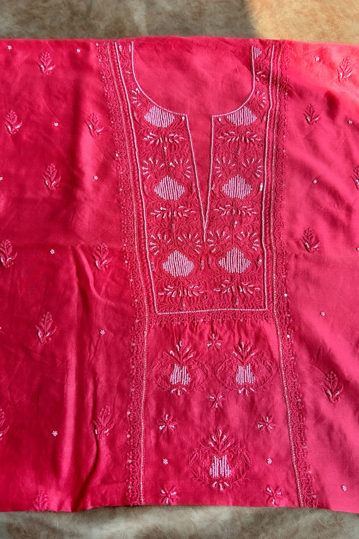 Arsh Handcrafted Chanderi Silk Kurti and Dupatta Semi Stitched Set - Image 4