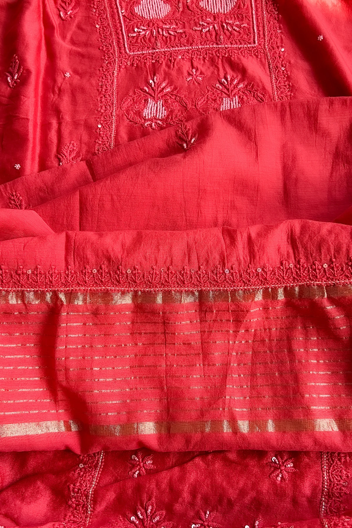 Arsh Handcrafted Chanderi Silk Kurti and Dupatta Semi Stitched Set - Image 5