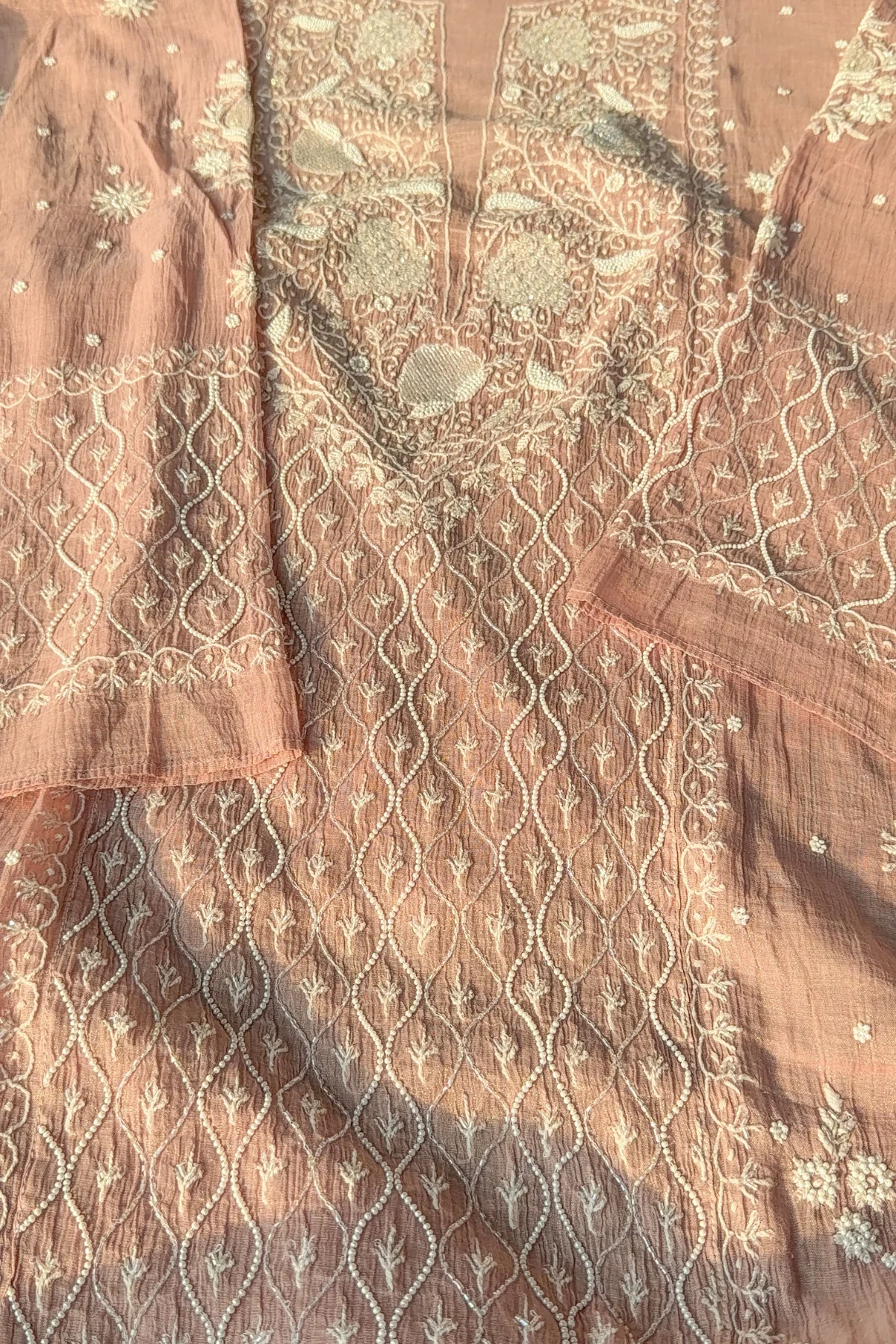 Arsh Handcrafted Mul Chanderi Kurti and Dupatta Semi Stitched Set - Image 3